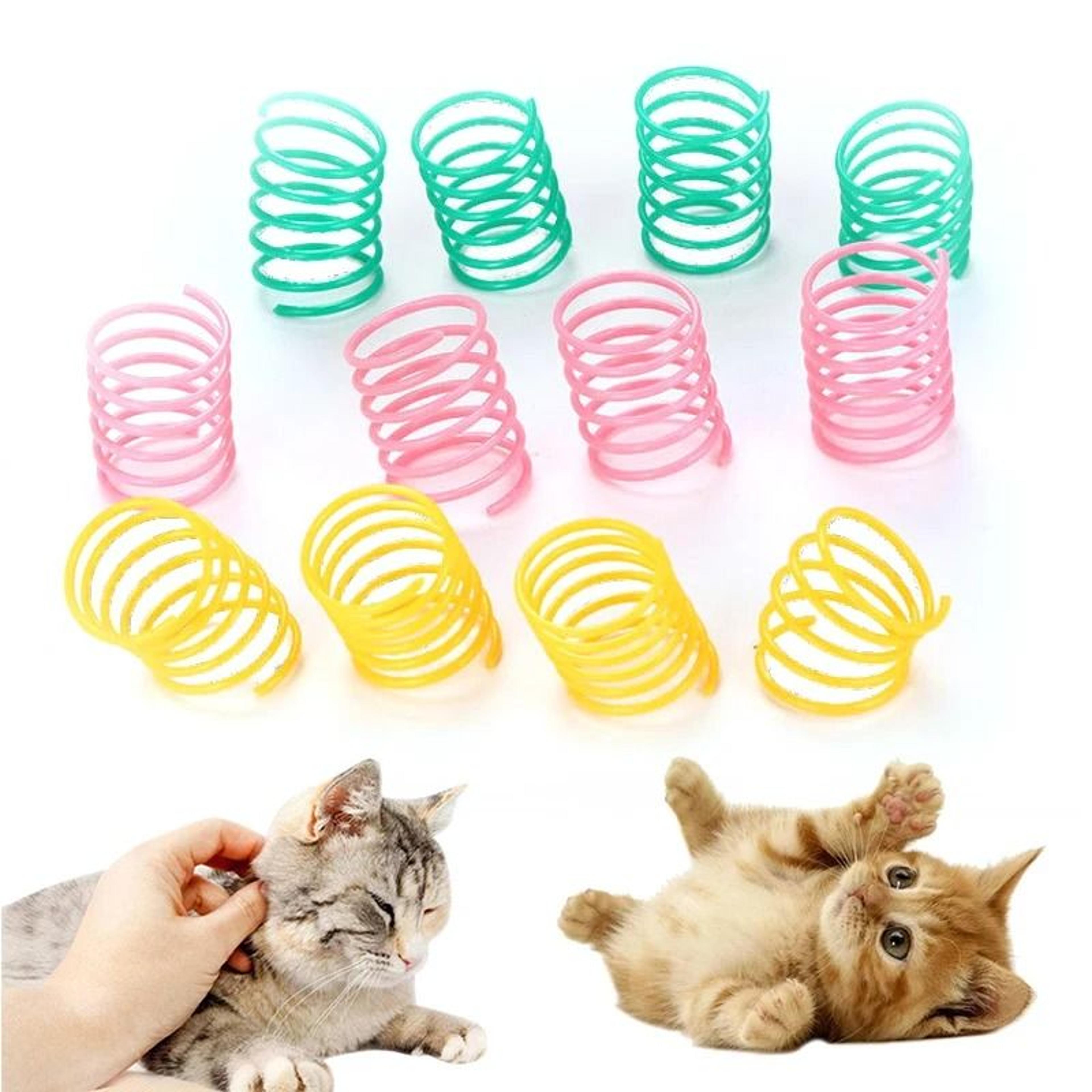Plastic Colorful Spring Coil Spiral Toys Interactive Bounce Chase Play For Cats 2