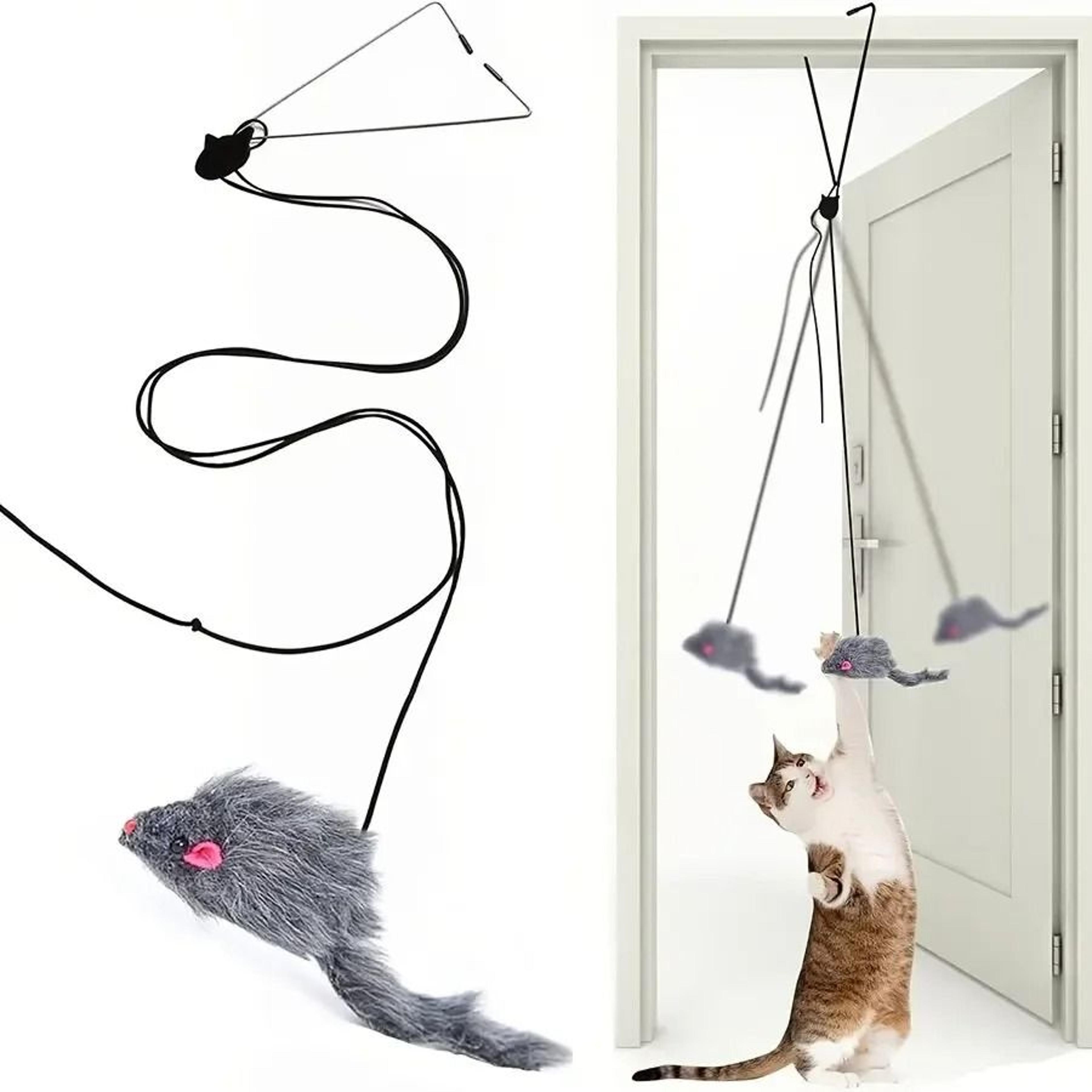 hanging door retractable bouncy mouse cat toy interactive hanging teaser rope