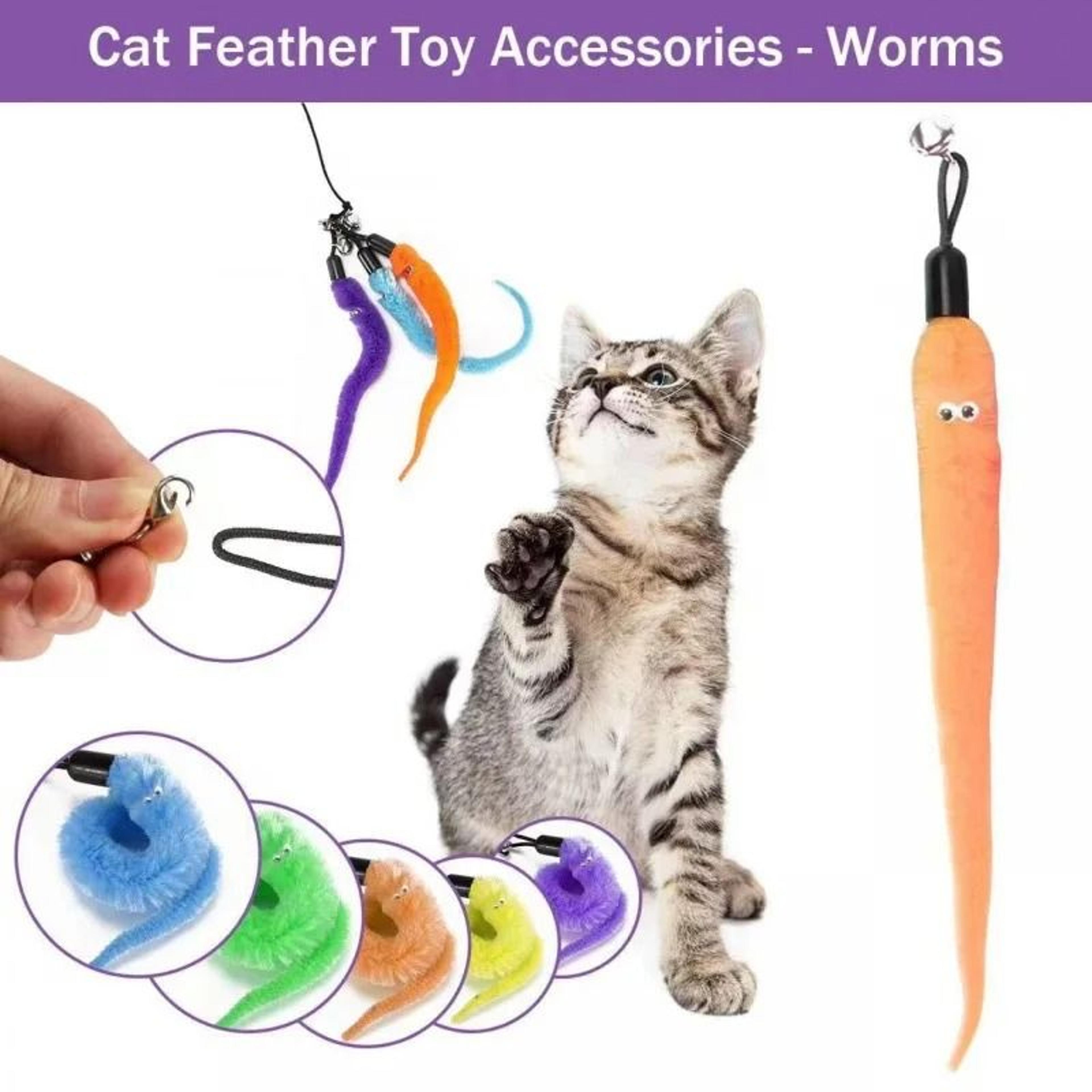 11Piece Interactive Cat Feather Toy Set Retractable Wand  Replacement Teaser Refills 1