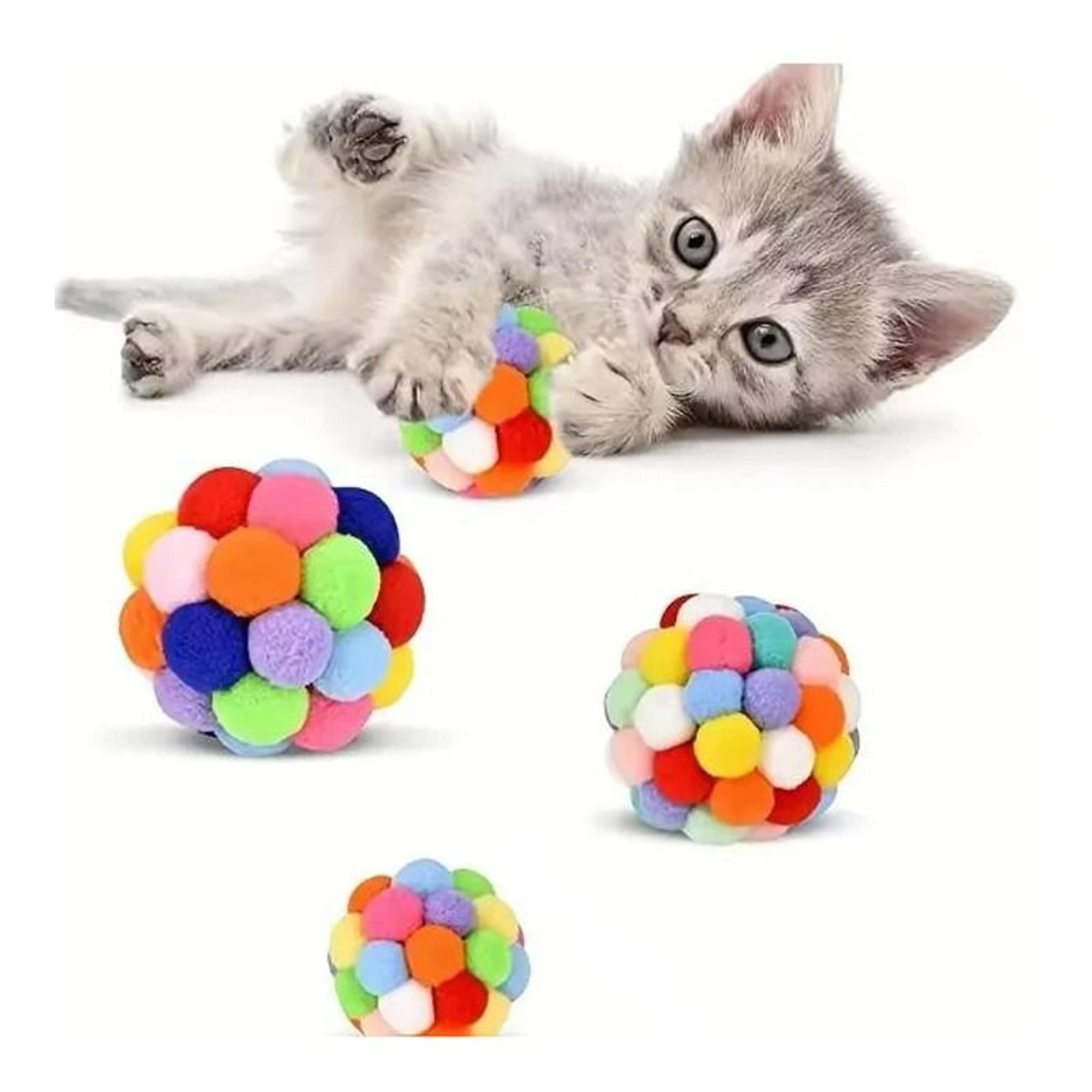 1-piece or 3-piece colorful plush bouncy bell ball cat toys soft woolen pompoms