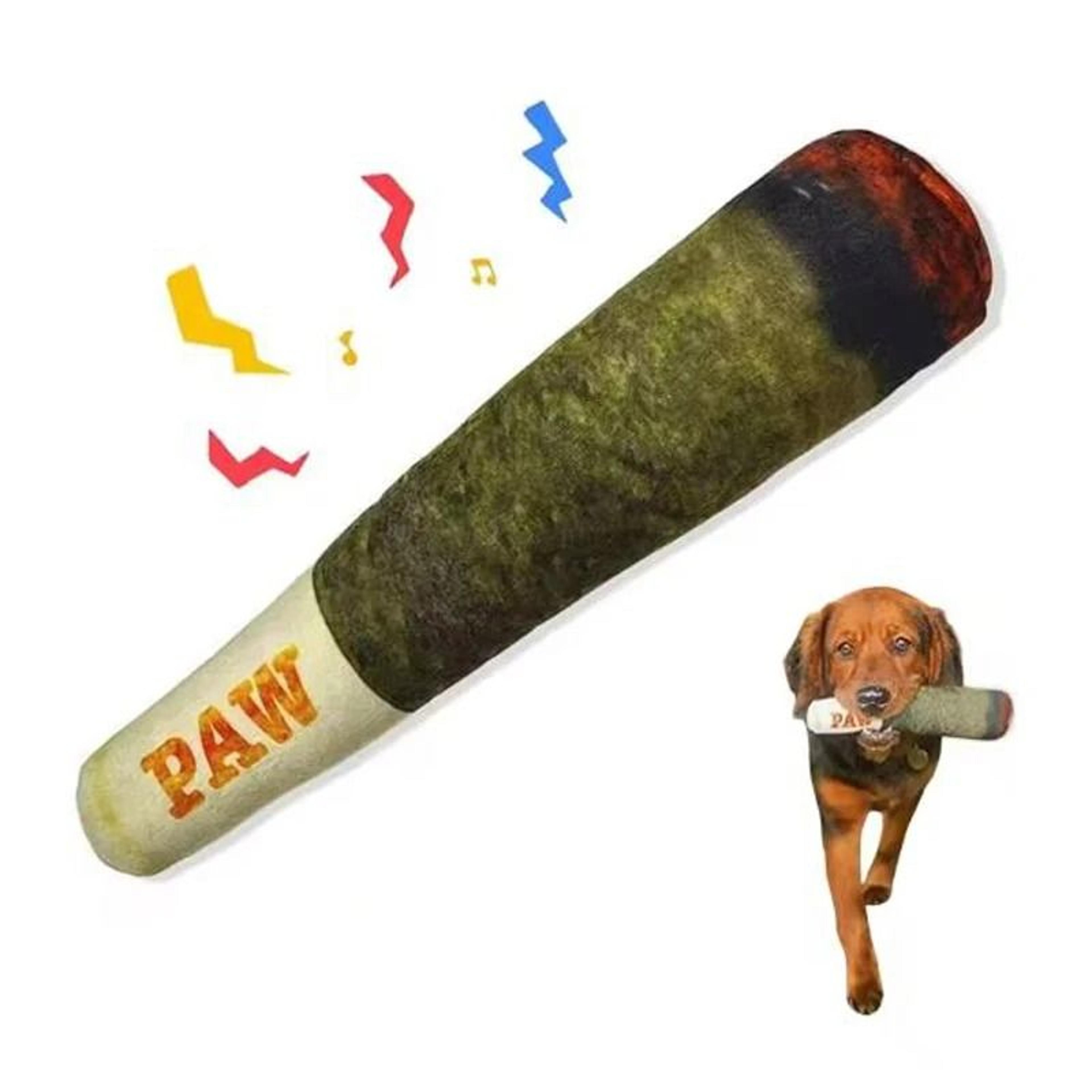 Funny Cigar Design Interactive Plush Squeaky Dog Toy Creative Teeth Grinding Chew Toy For Small Med 0
