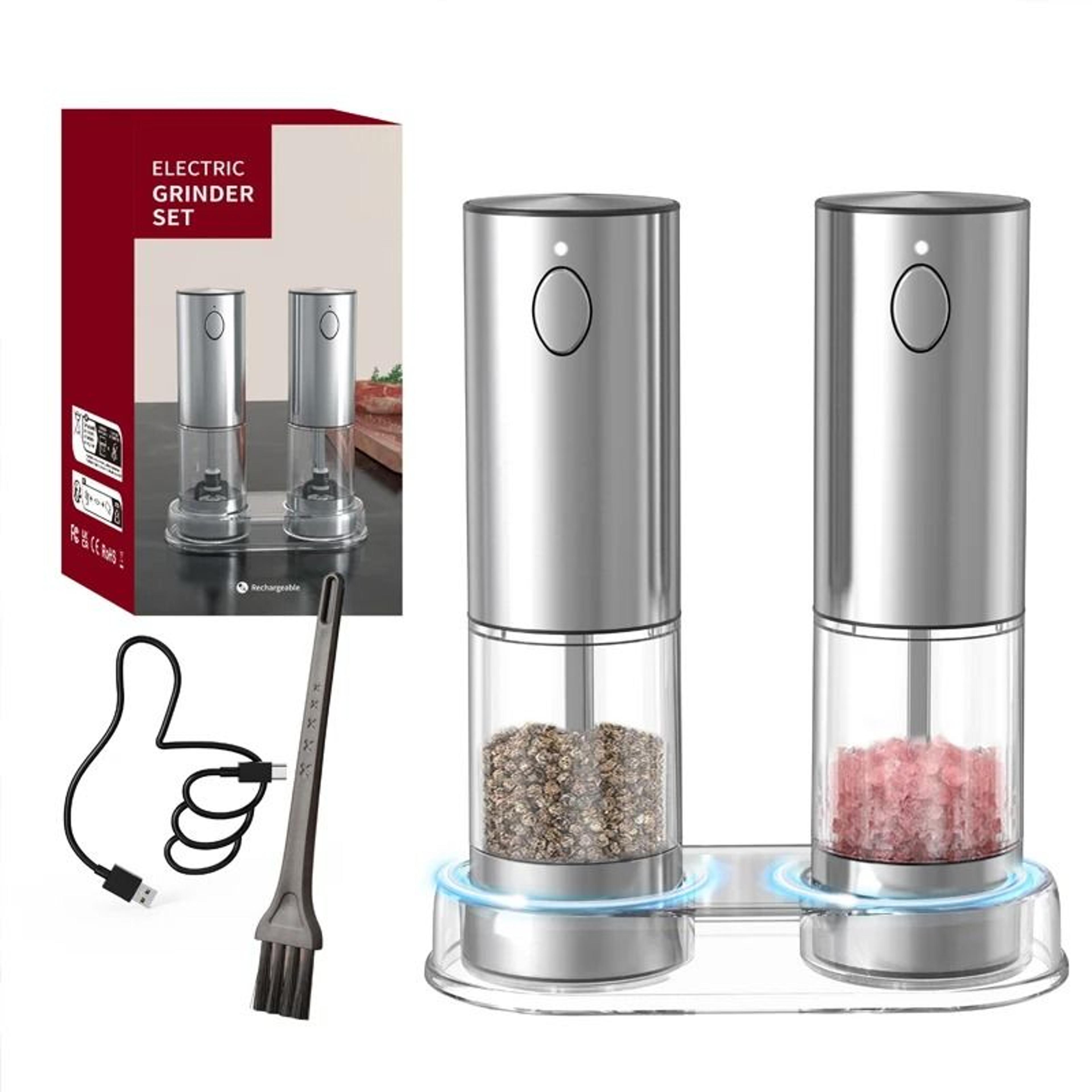 Automatic Electric Salt And Pepper Grinder USB Rechargeable Adjustable Coarseness Spice Mill 7
