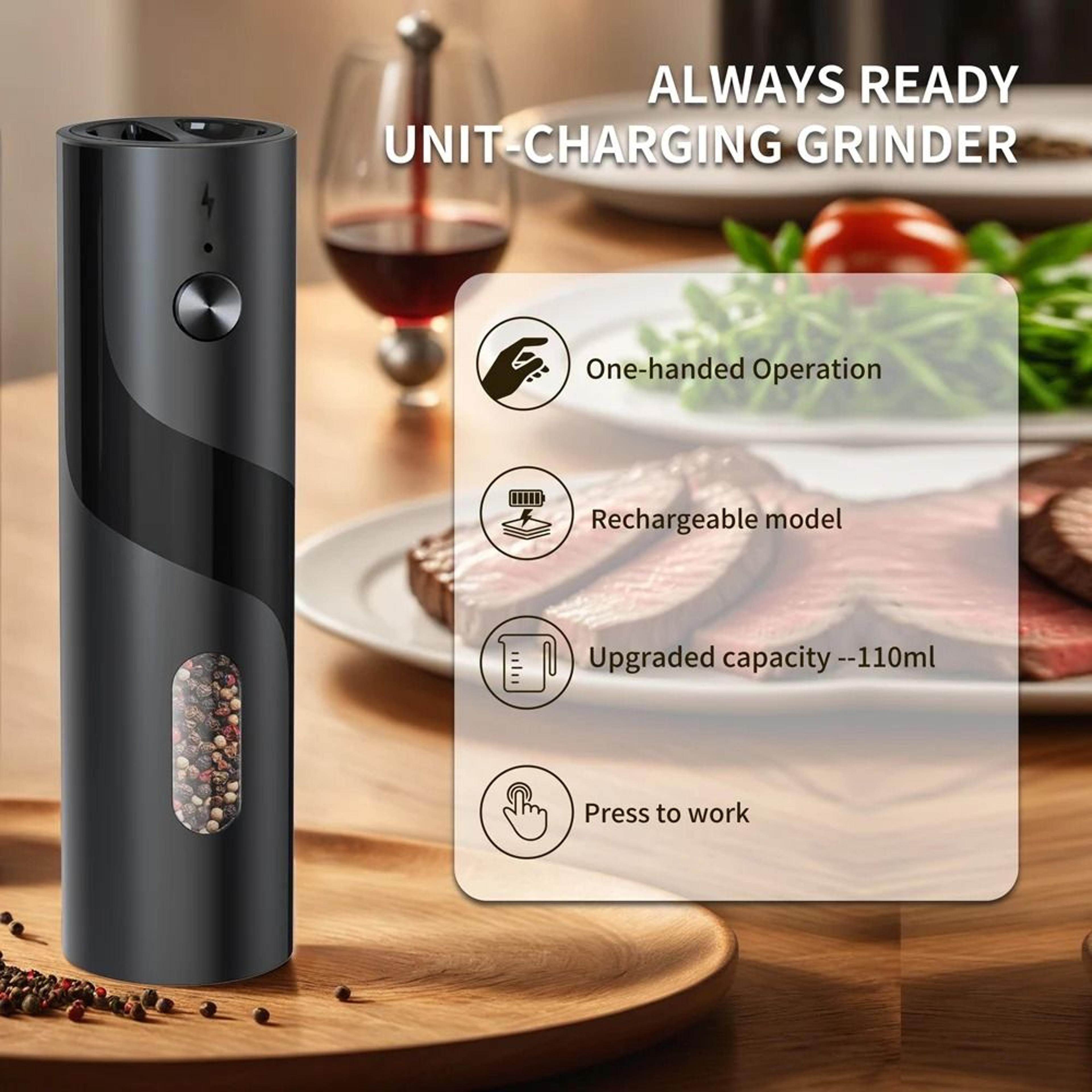Cordless Automatic Salt And Pepper Grinder Set DualPack Electric Spice Mill With LED Light 2