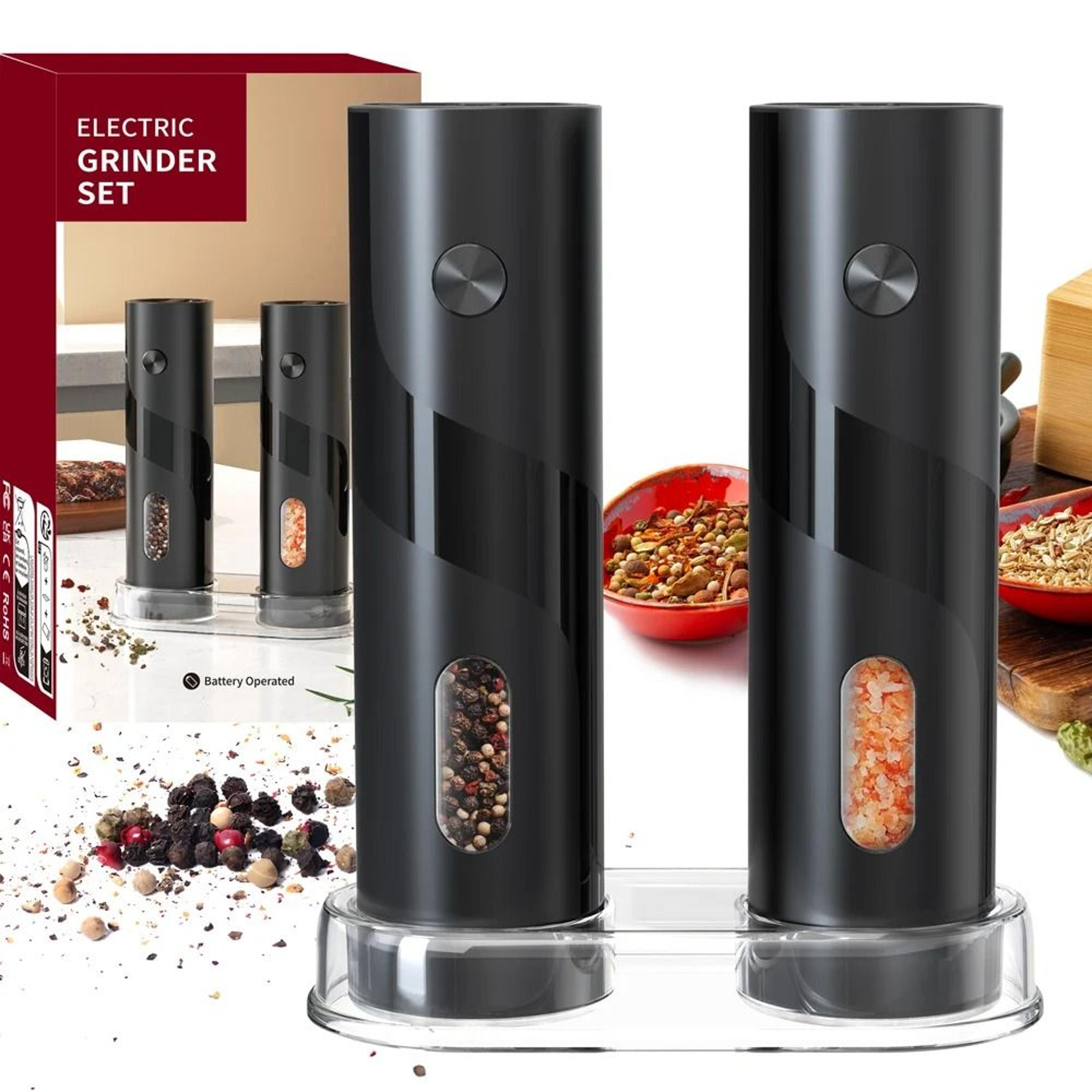Cordless Automatic Salt And Pepper Grinder Set DualPack Electric Spice Mill With LED Light 6