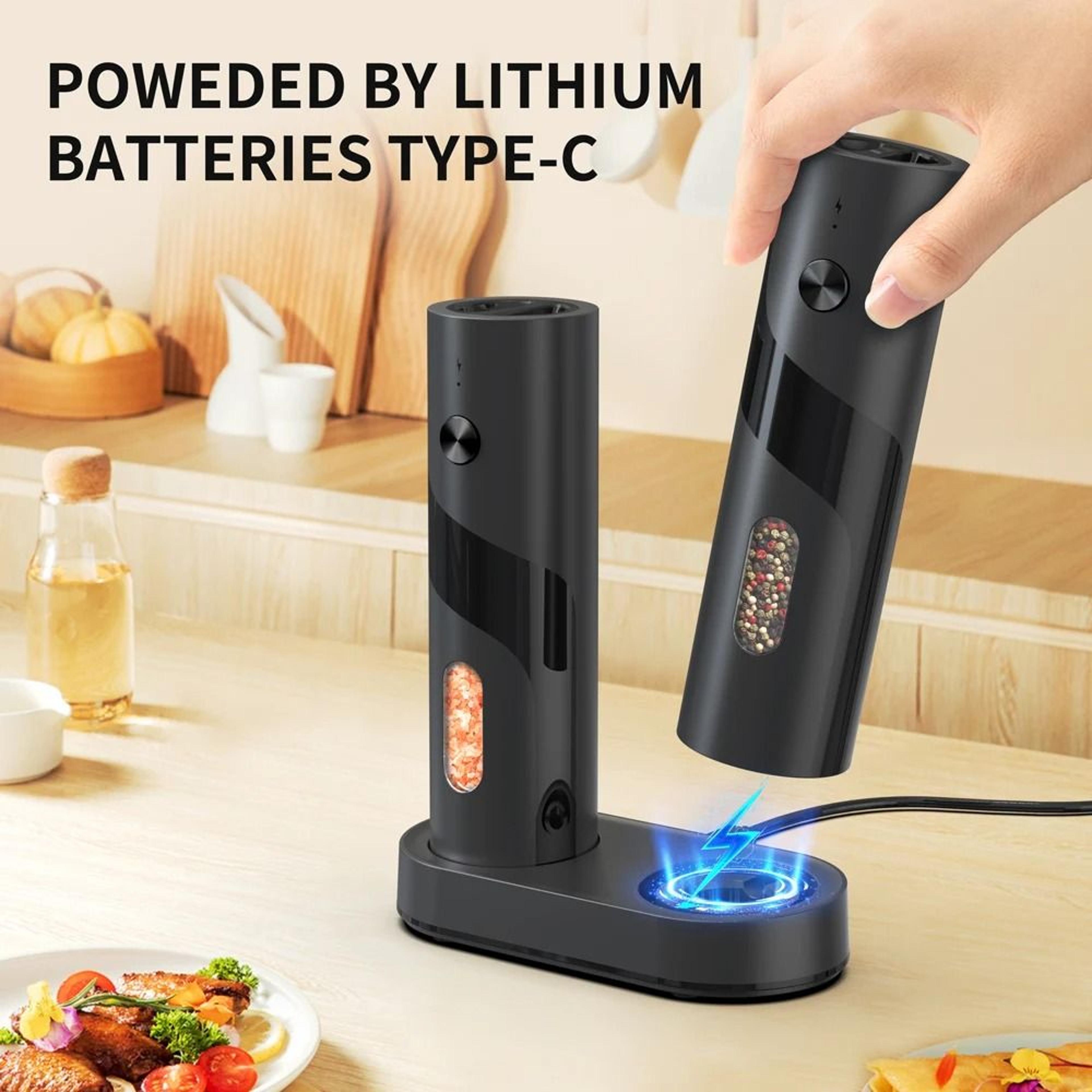 Cordless Automatic Salt And Pepper Grinder Set DualPack Electric Spice Mill With LED Light 3