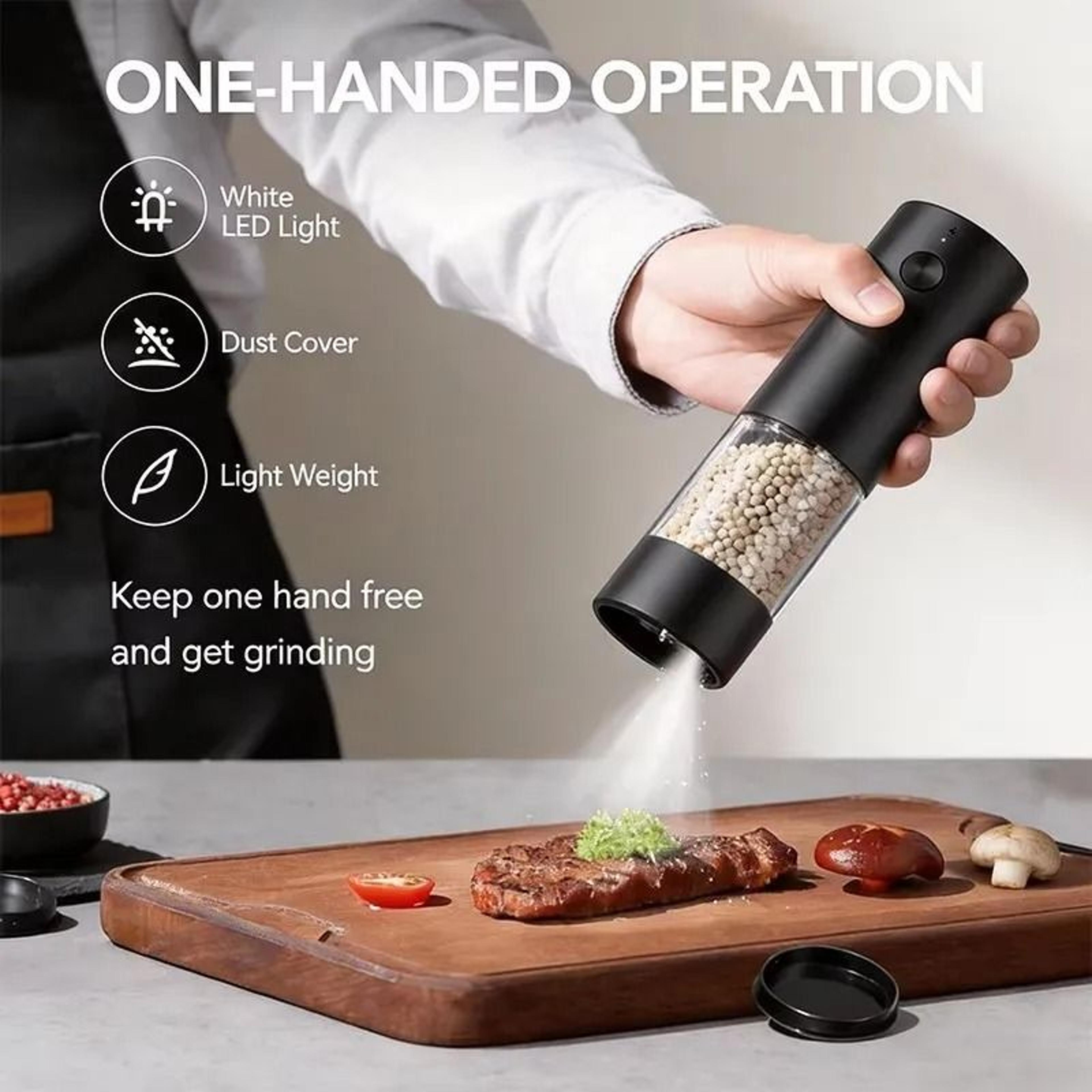 Automatic Electric Spice Mill Set Cordless Salt And Pepper Grinder With LED Light 1