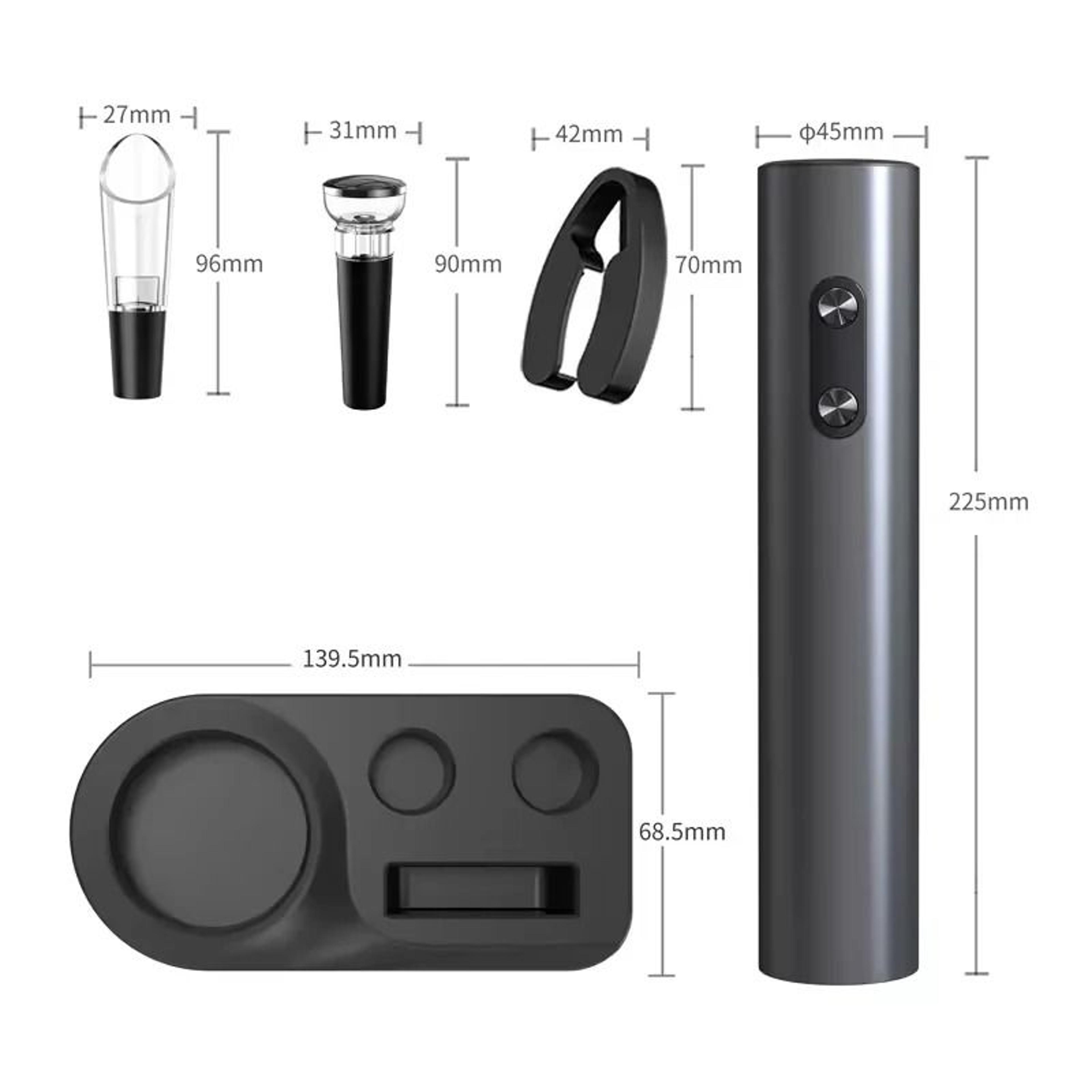 Automatic Electric Wine Opener Gift Set Deluxe Bottle Corkscrew With Stopper  Pourer 5