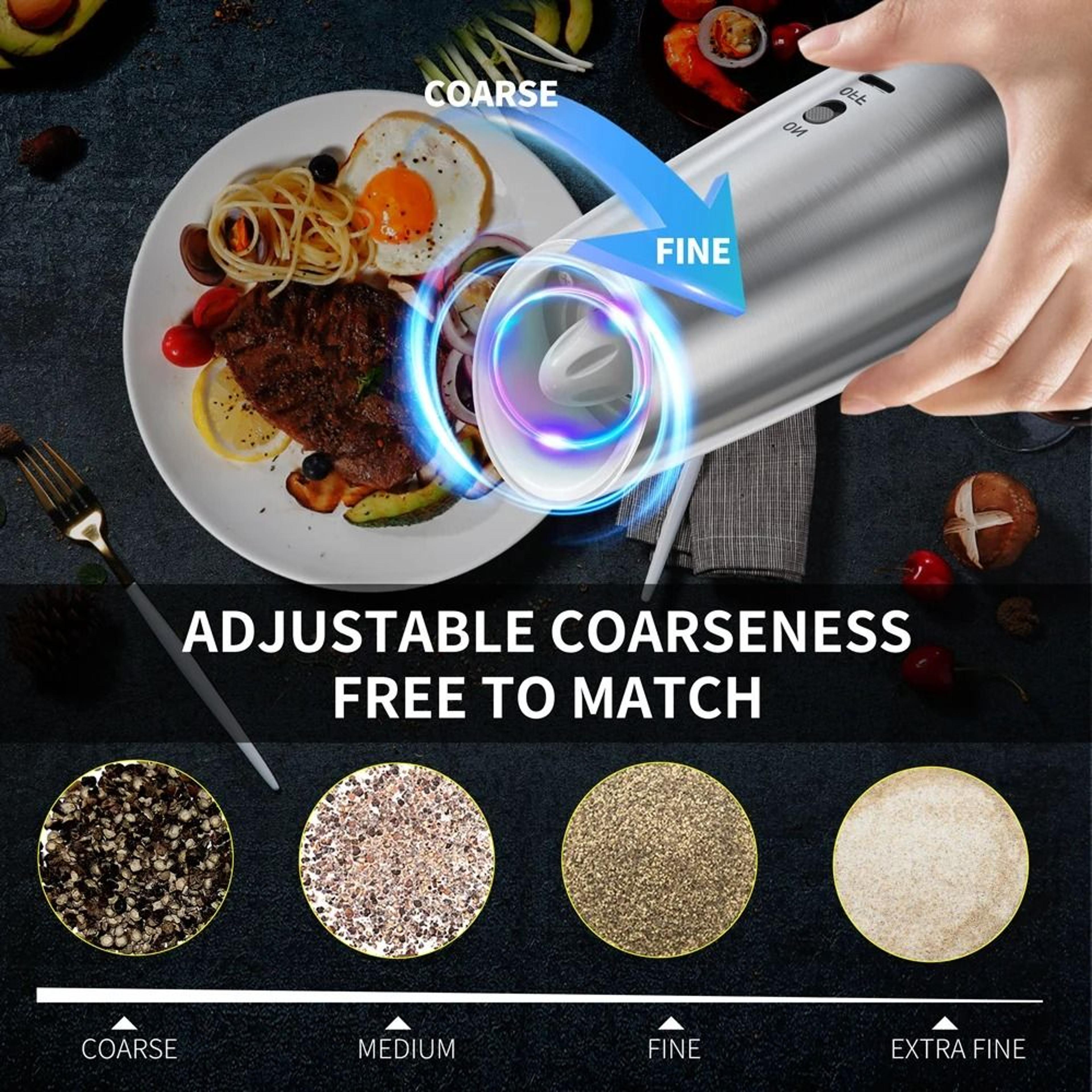Automatic Electric Salt And Pepper Grinder Set With LED Light And Adjustable Coarseness 3
