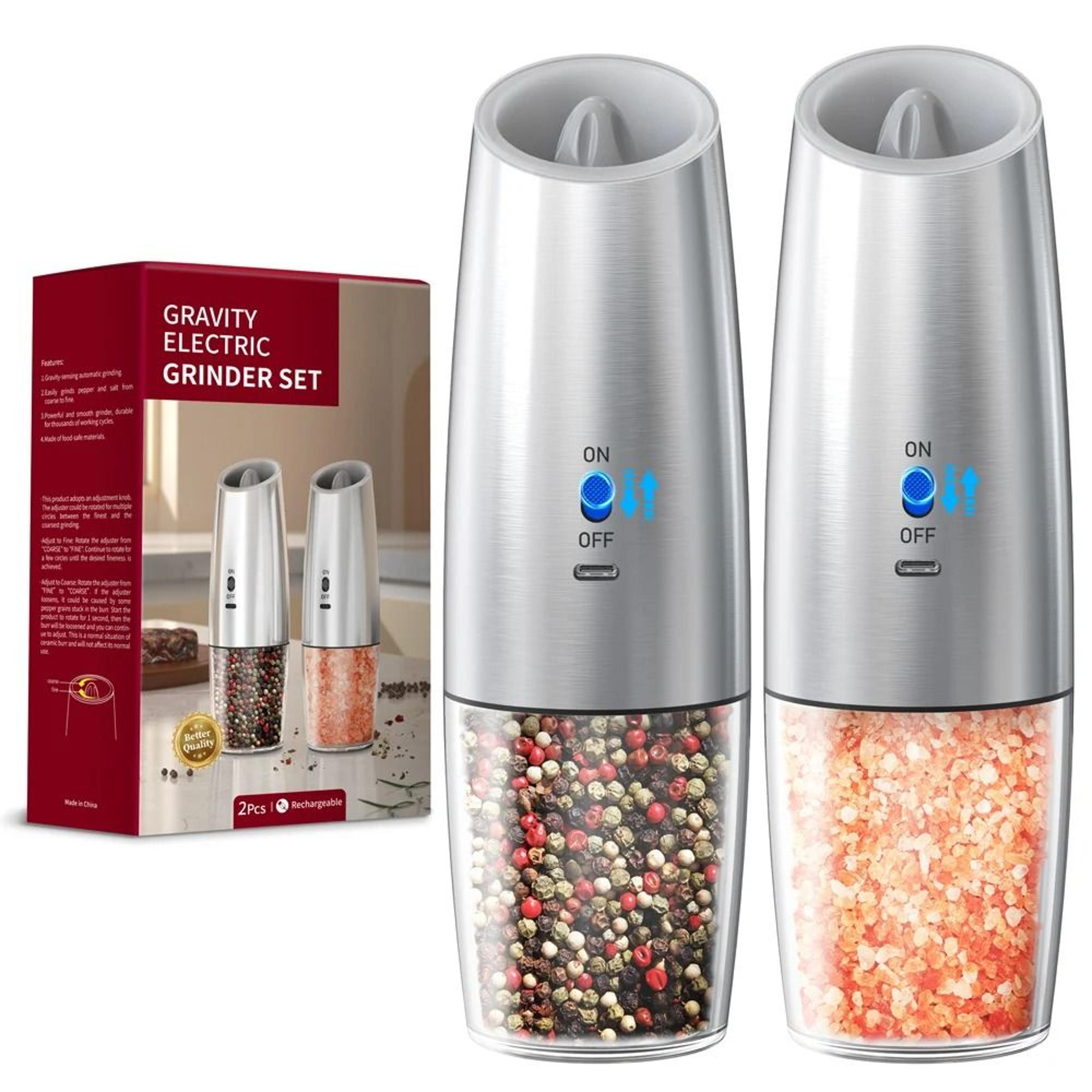 Automatic Electric Salt And Pepper Grinder Set With LED Light And Adjustable Coarseness 7