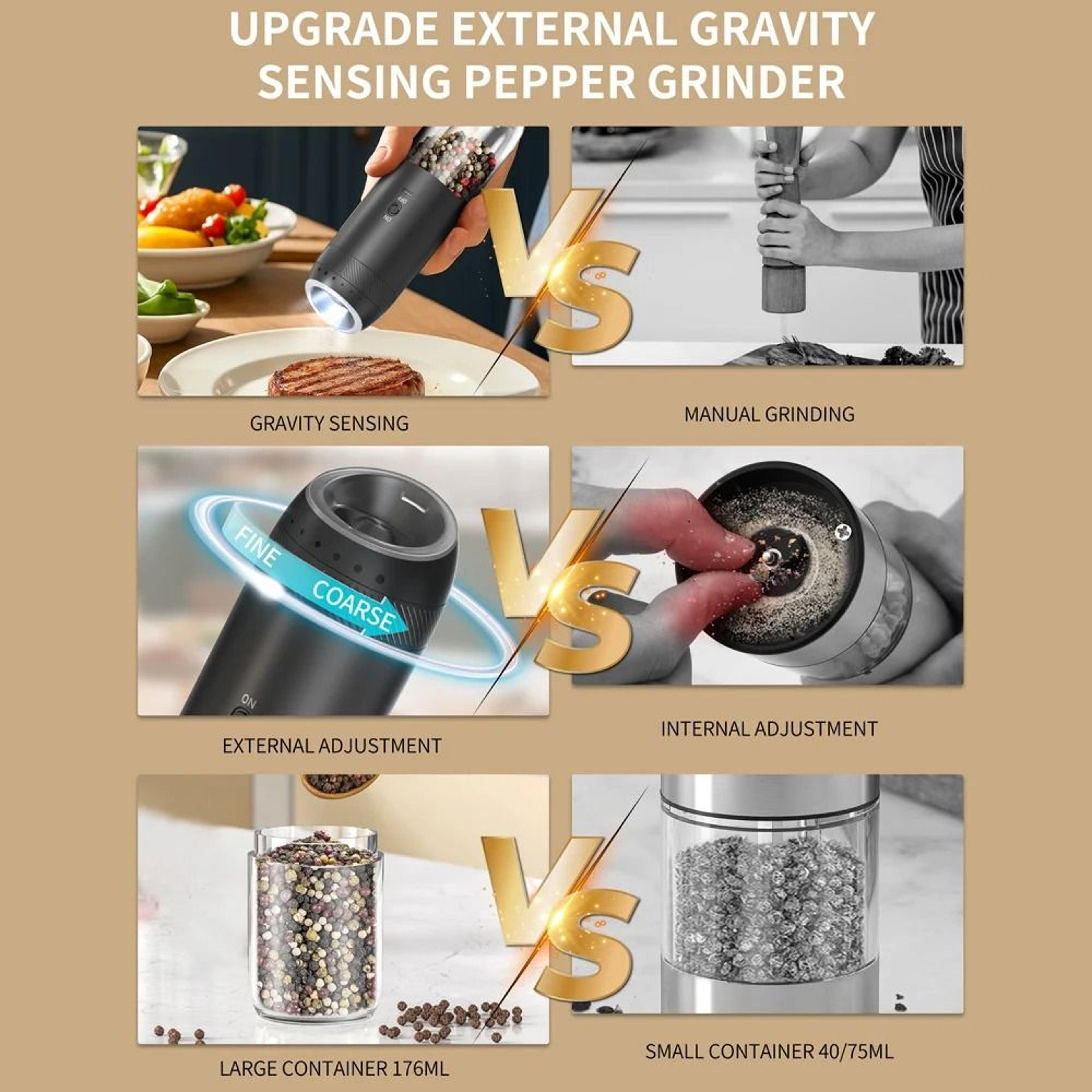 Battery Operated One Touch Spice Mill Set With Integrated LED Light And Ceramic Rotor 1