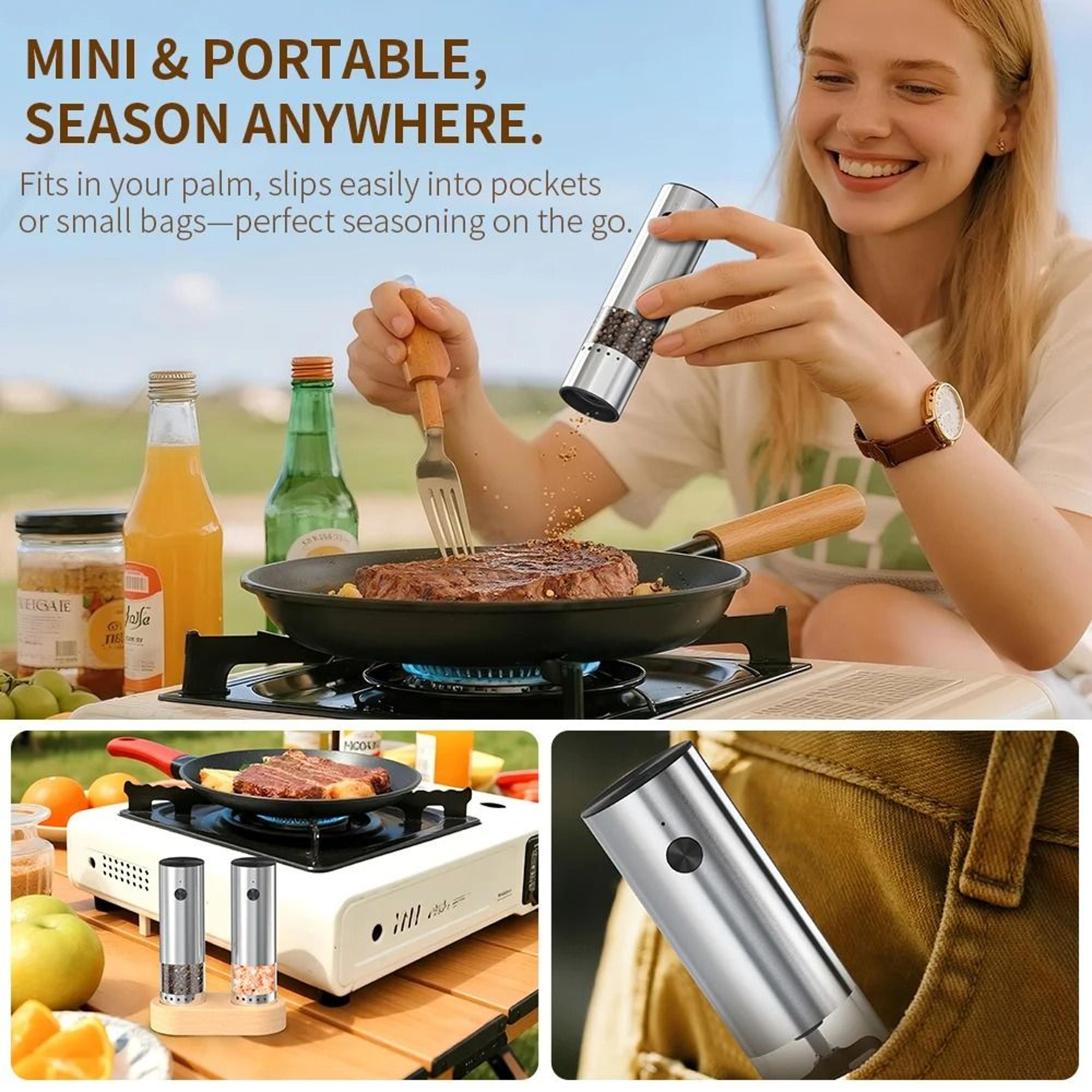 Compact USB Rechargeable Automatic Spice Mill Set With Ceramic Rotor 4