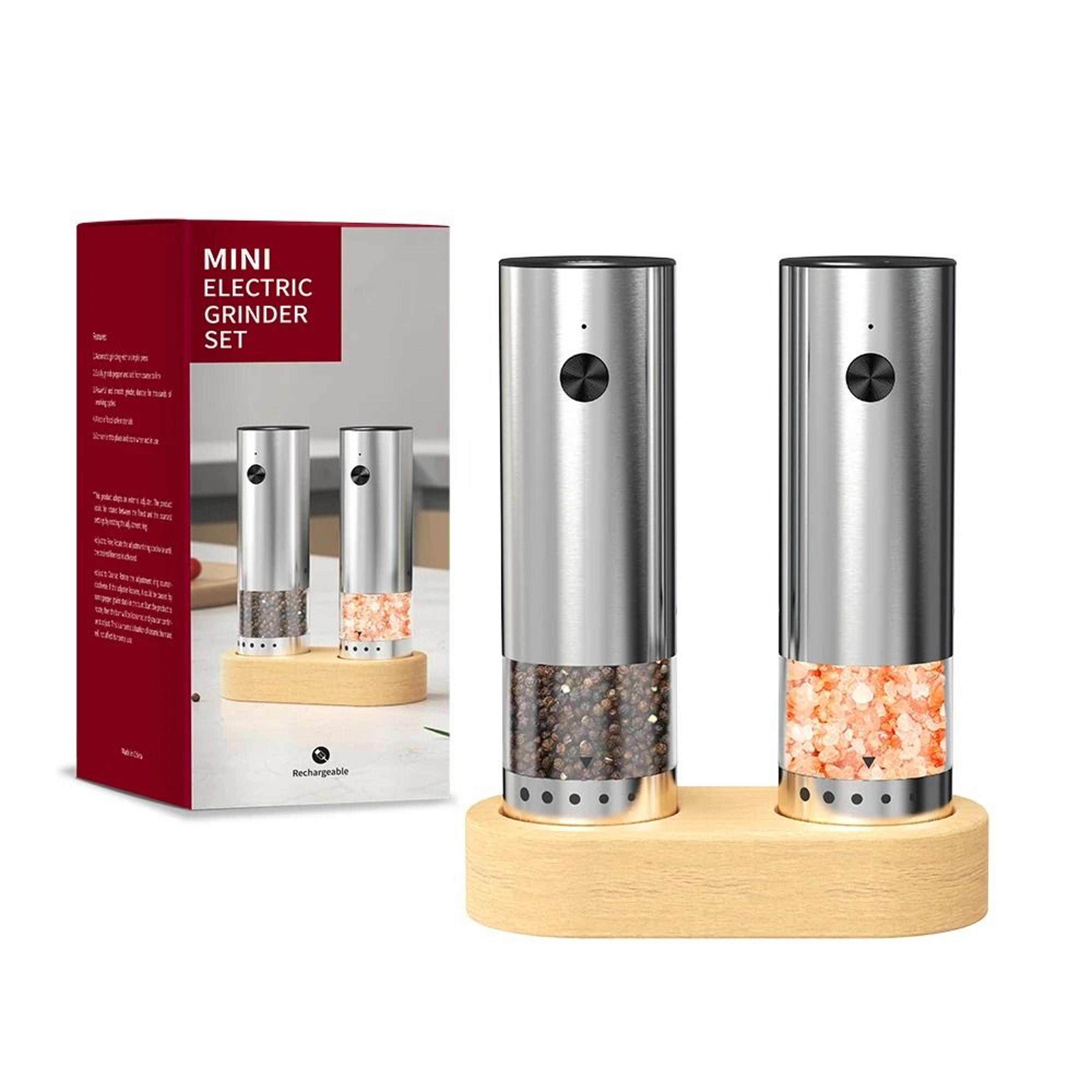 Compact USB Rechargeable Automatic Spice Mill Set With Ceramic Rotor 0