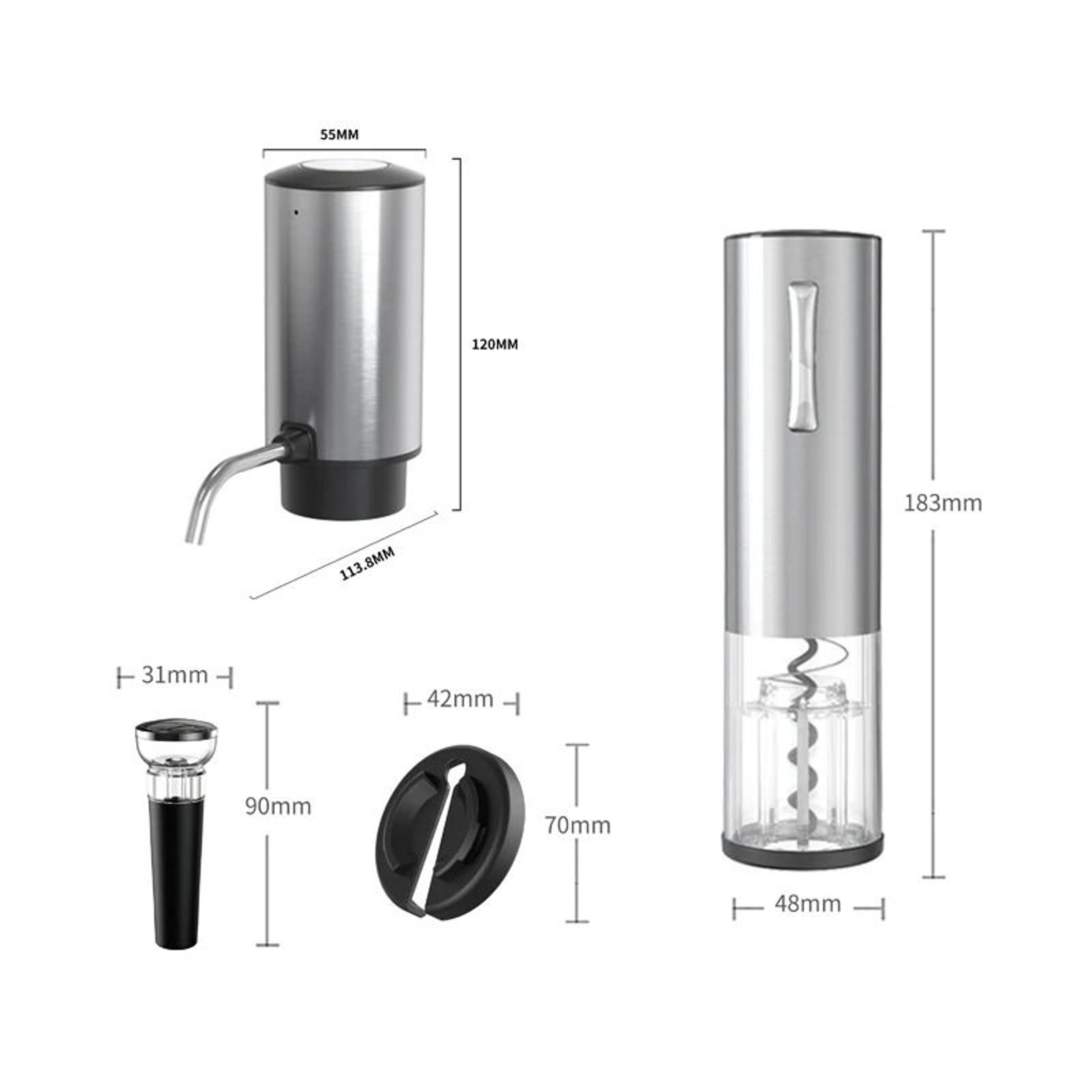 Lithium Rechargeable 4 In 1 Electric Wine Opener Set With Foil Cutter Aerator Pourer And Vacuum Sto 5