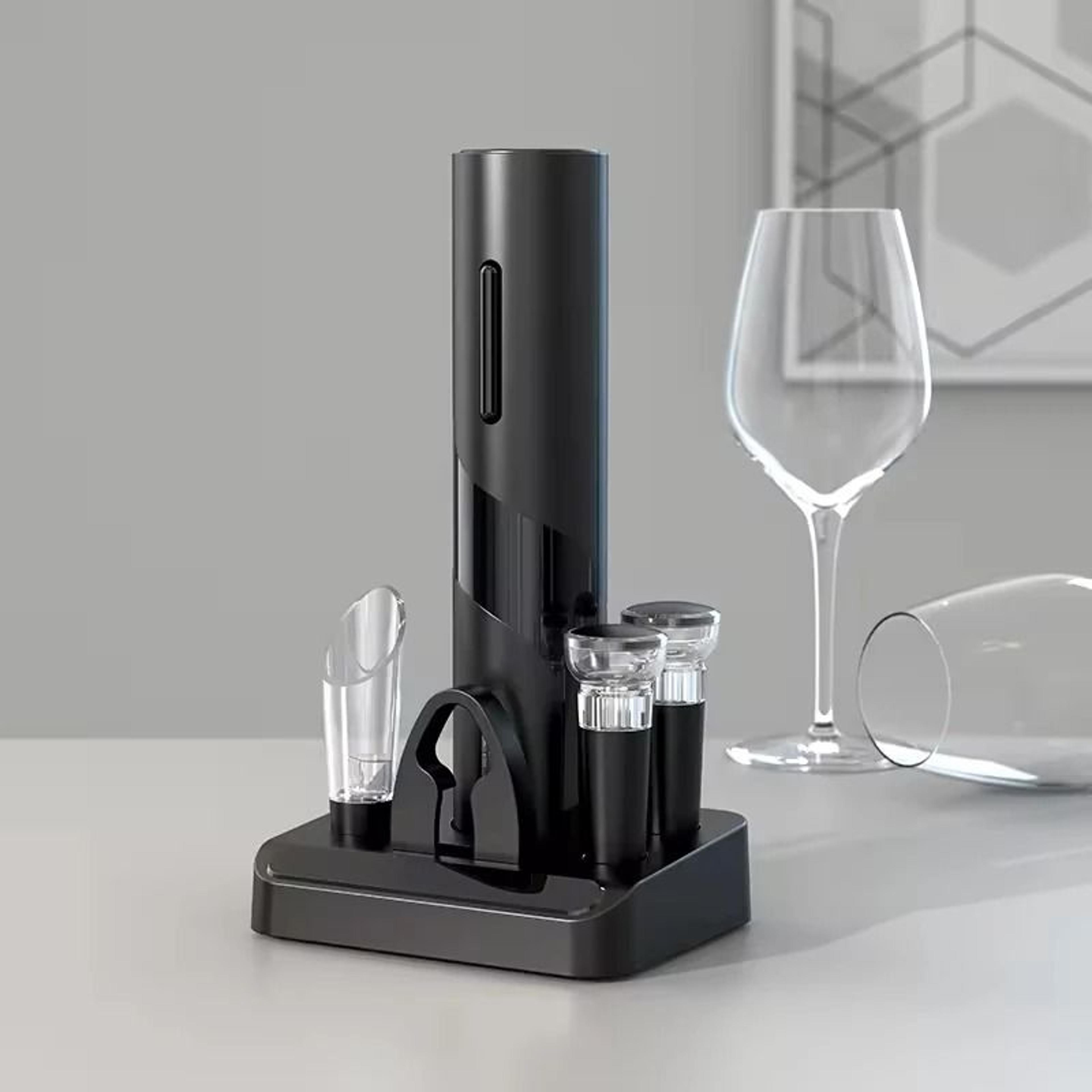 Multifunction Electric Automatic Corkscrew Wine Opener Set With Storage Base 2
