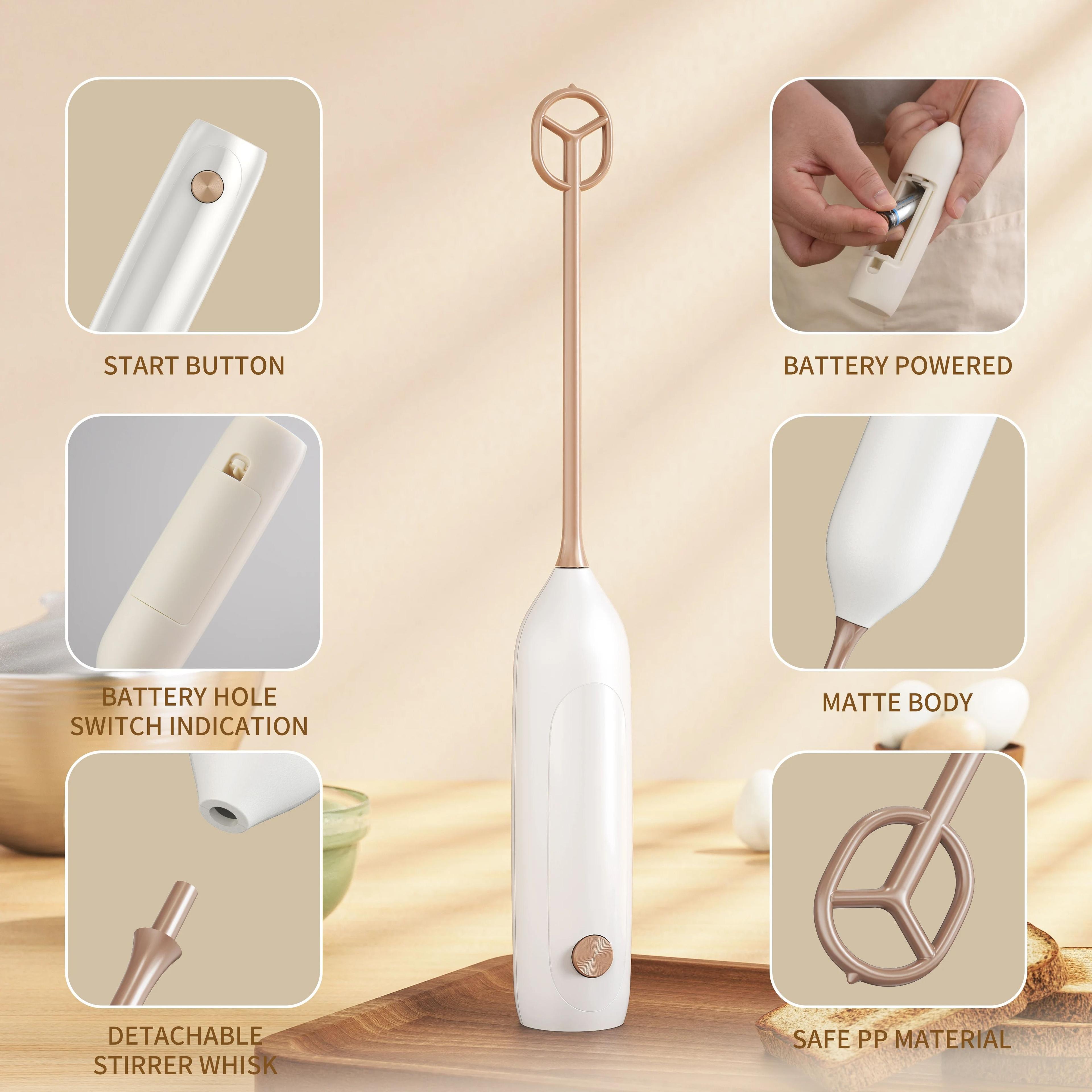 Handheld Electric Milk Frother And Drink Mixer With Stainless Steel Whisk 2