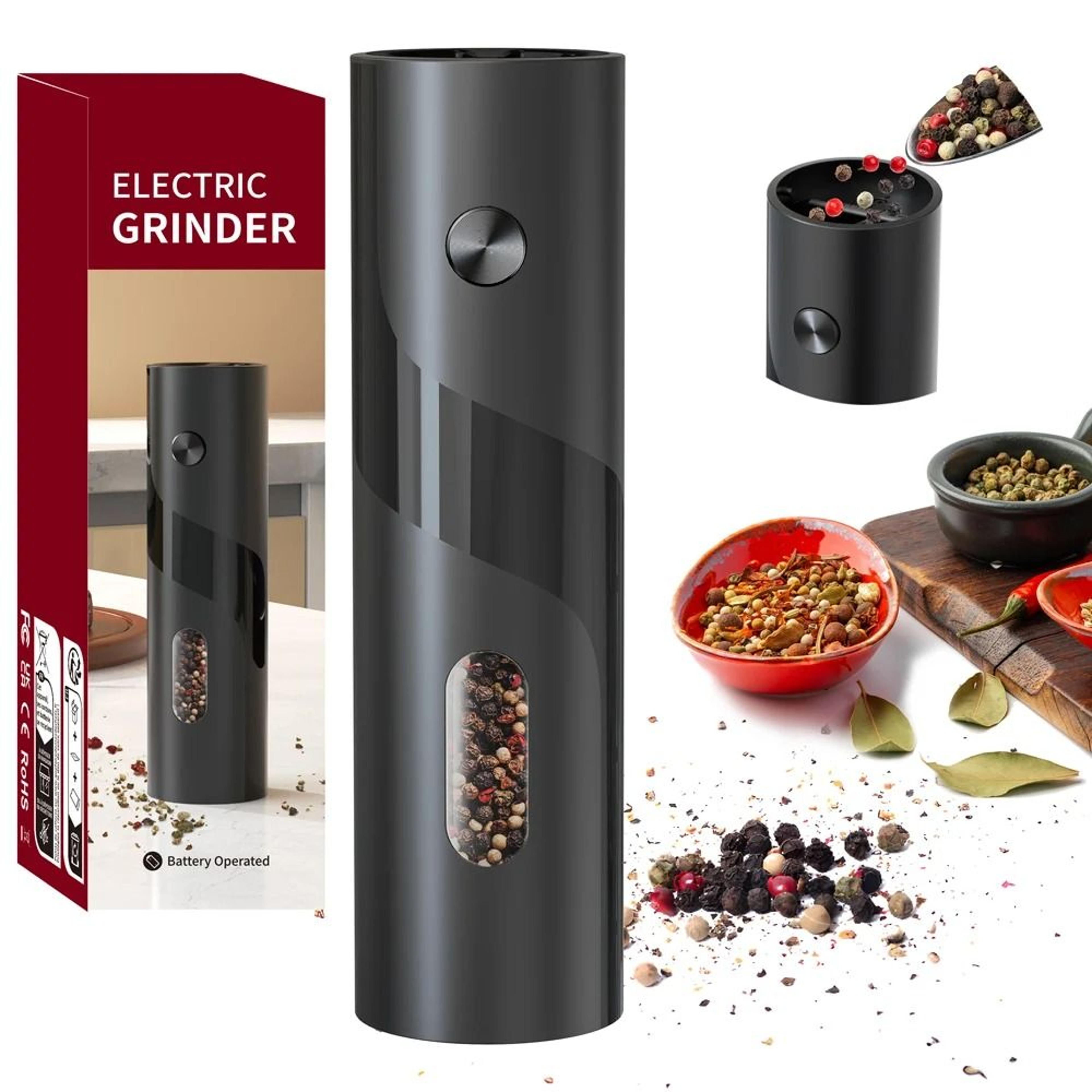 automatic electric pepper grinder and adjustable coarseness spice mill with led light