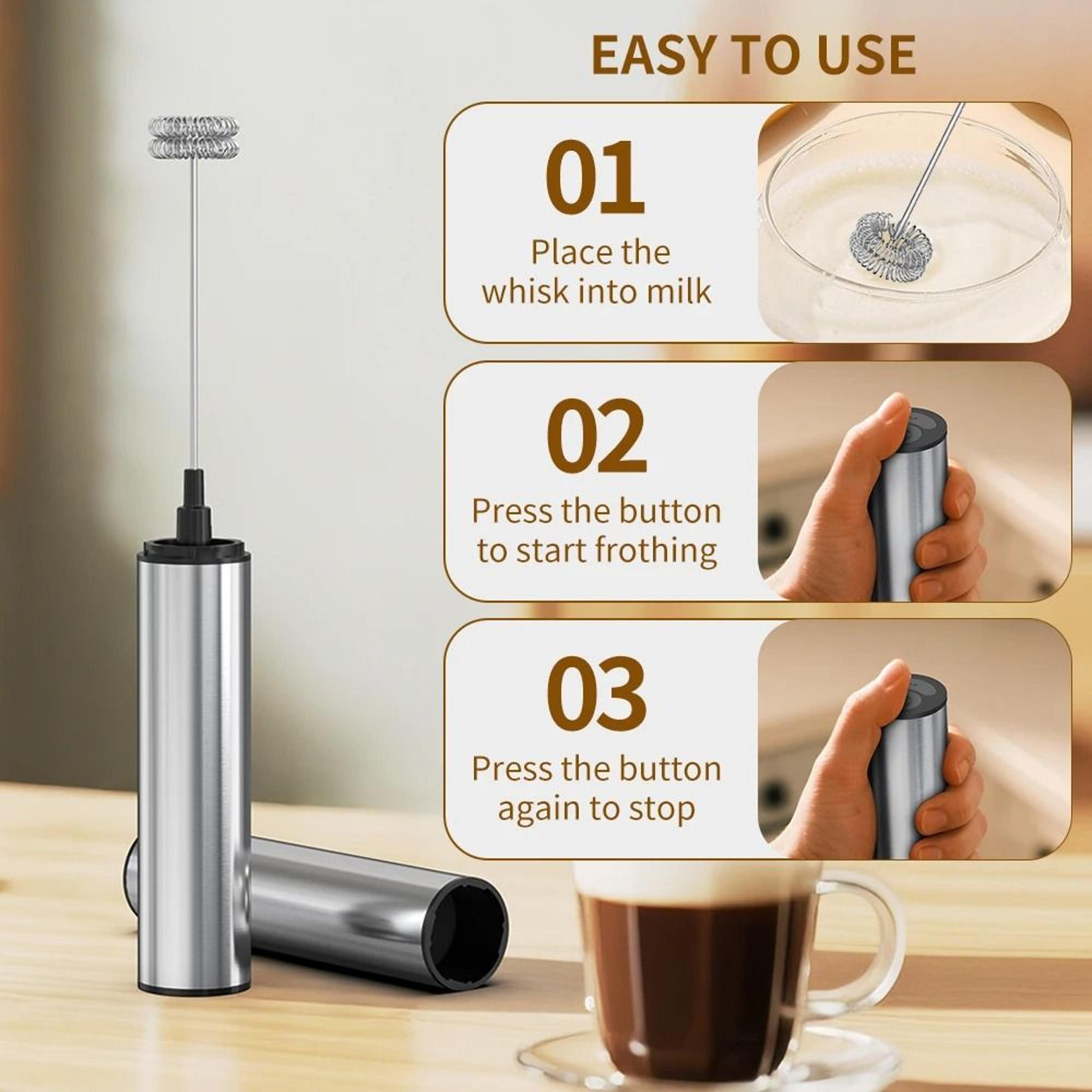 cordless electric mini milk frother and handheld drink whisk