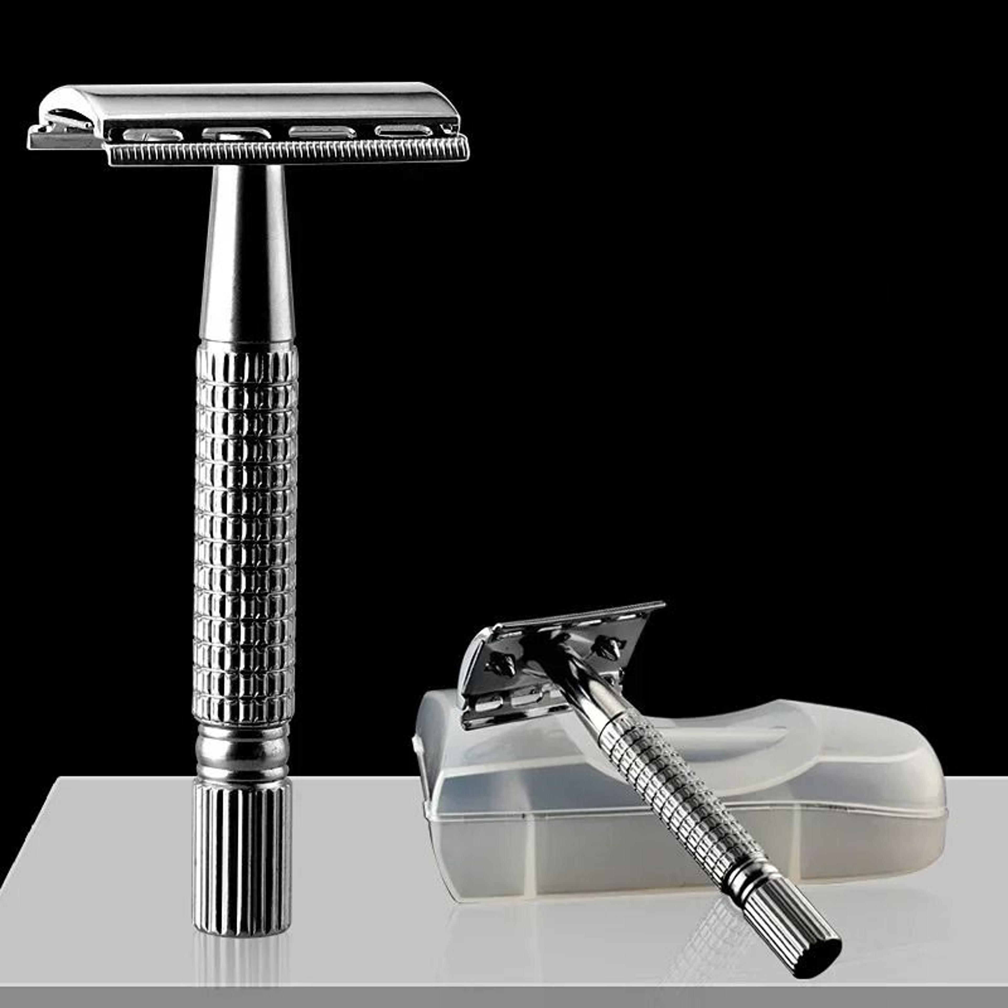 mens stainless steel straight edge barber razor and folding manual shaving knife