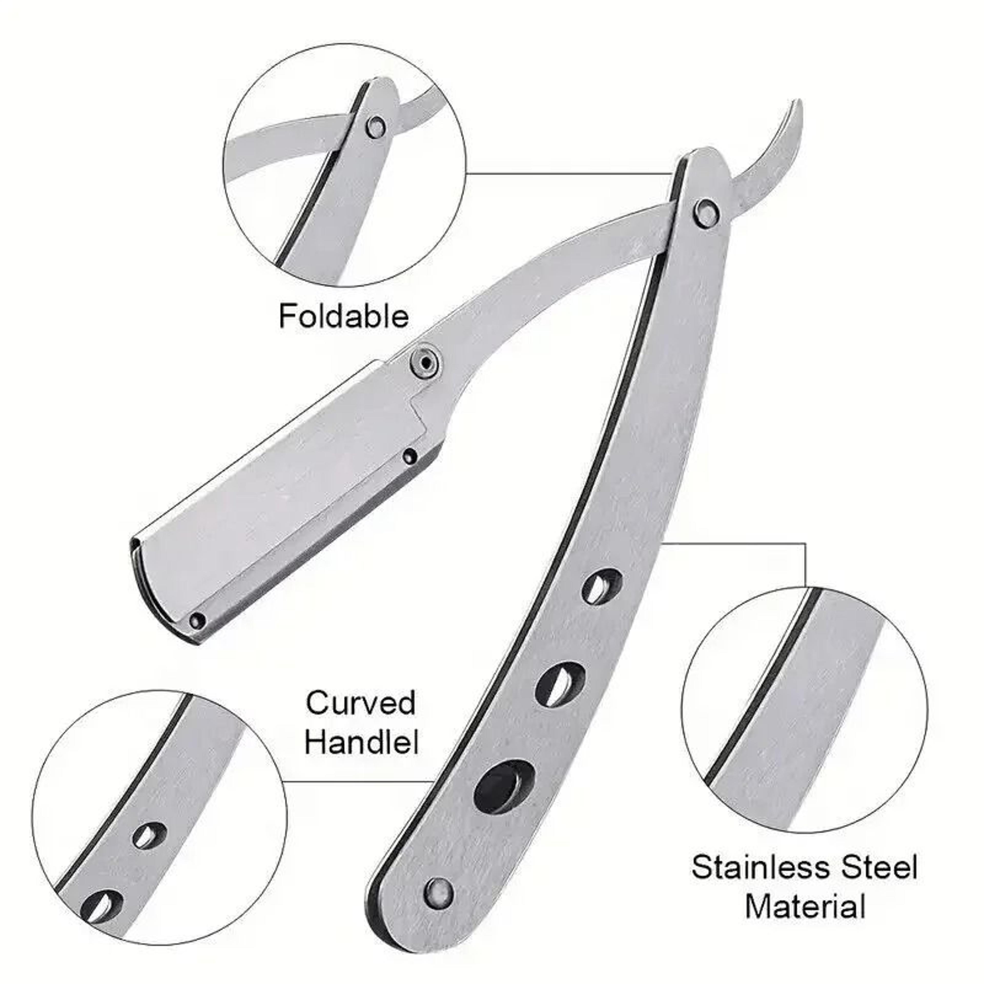 Mens Stainless Steel Straight Edge Barber Razor And Manual Folding Shaving Knife 3