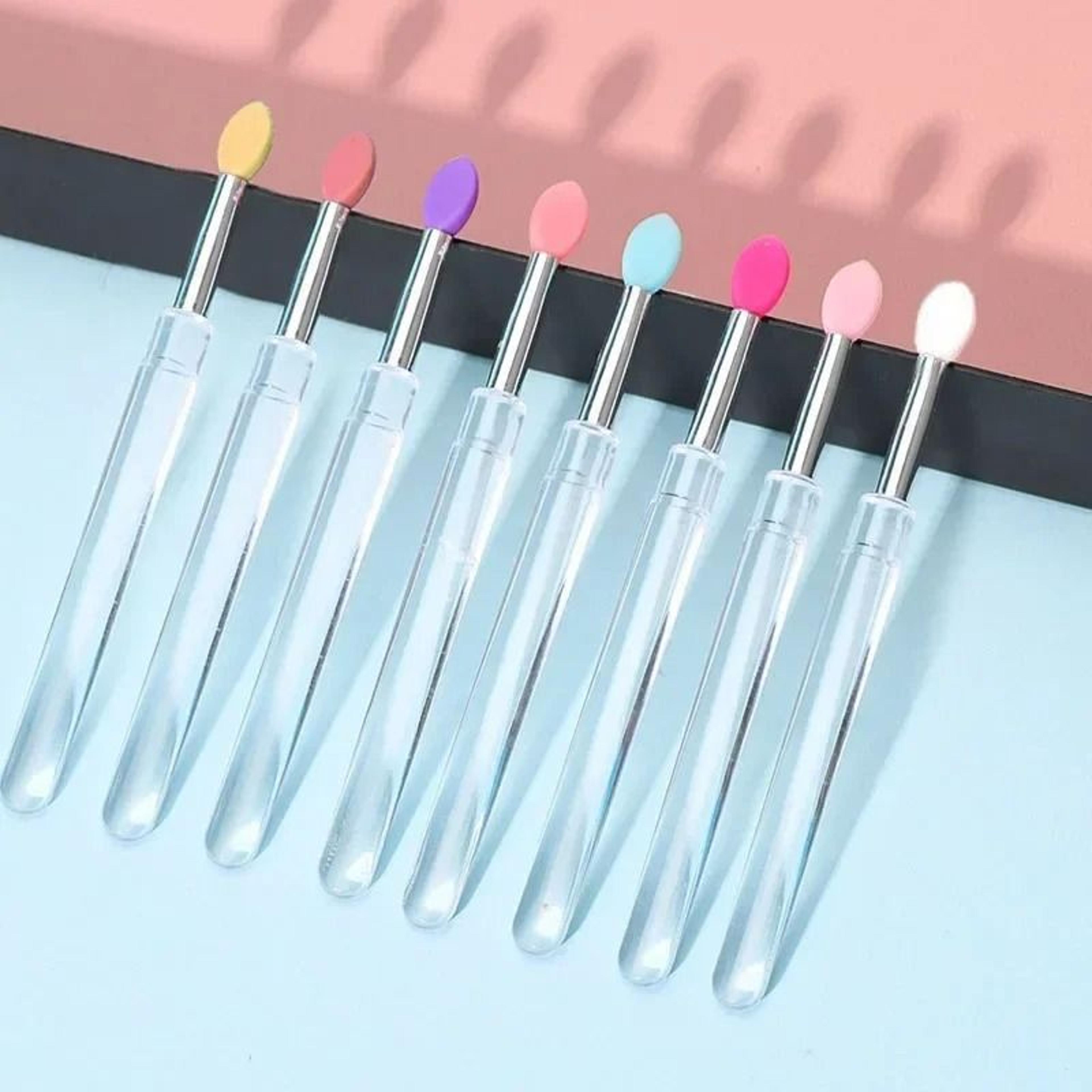 Reusable Soft Silicone Lip Brush Applicator Set With Clear Handles 1