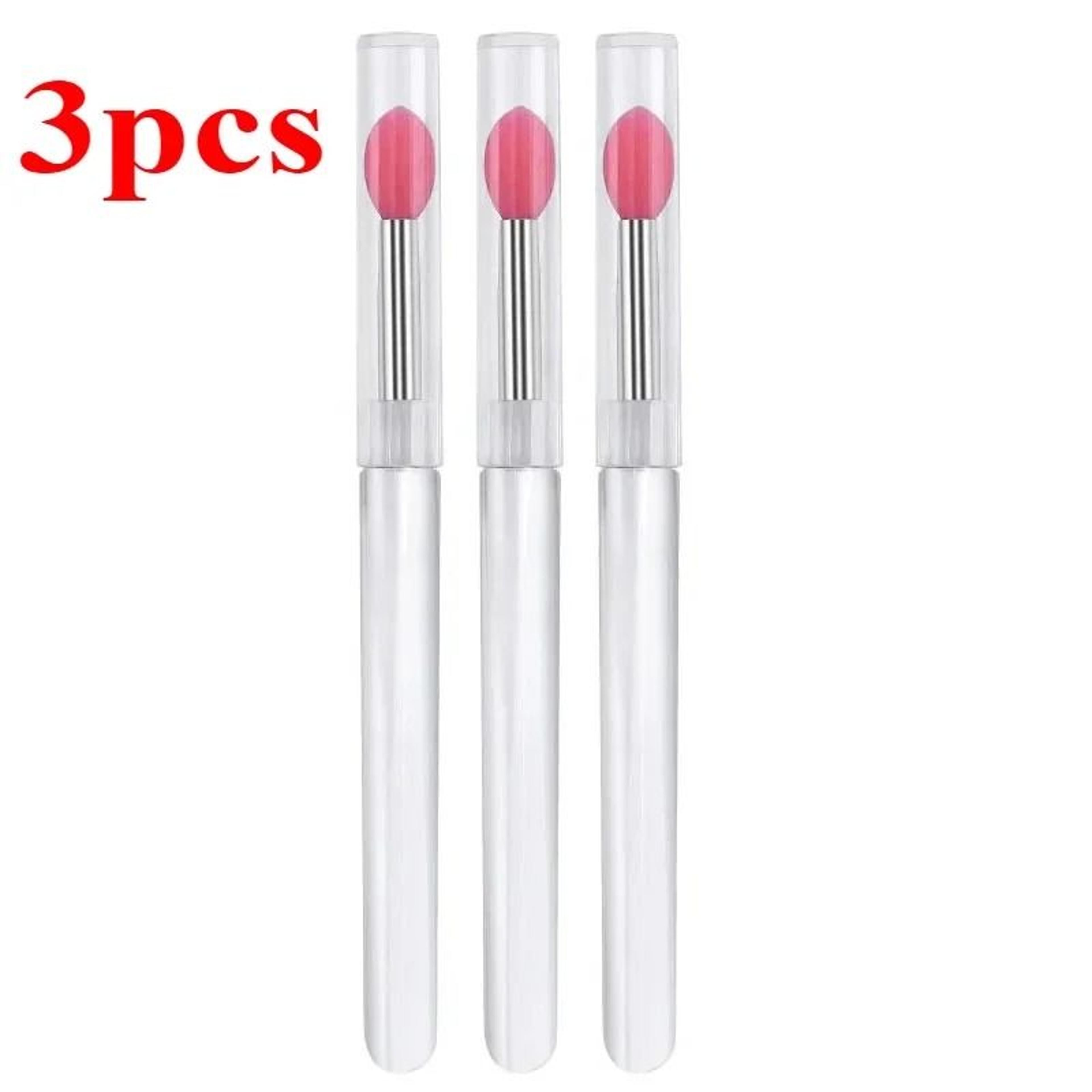 Reusable Soft Silicone Lip Brush Applicator Set With Clear Handles 19