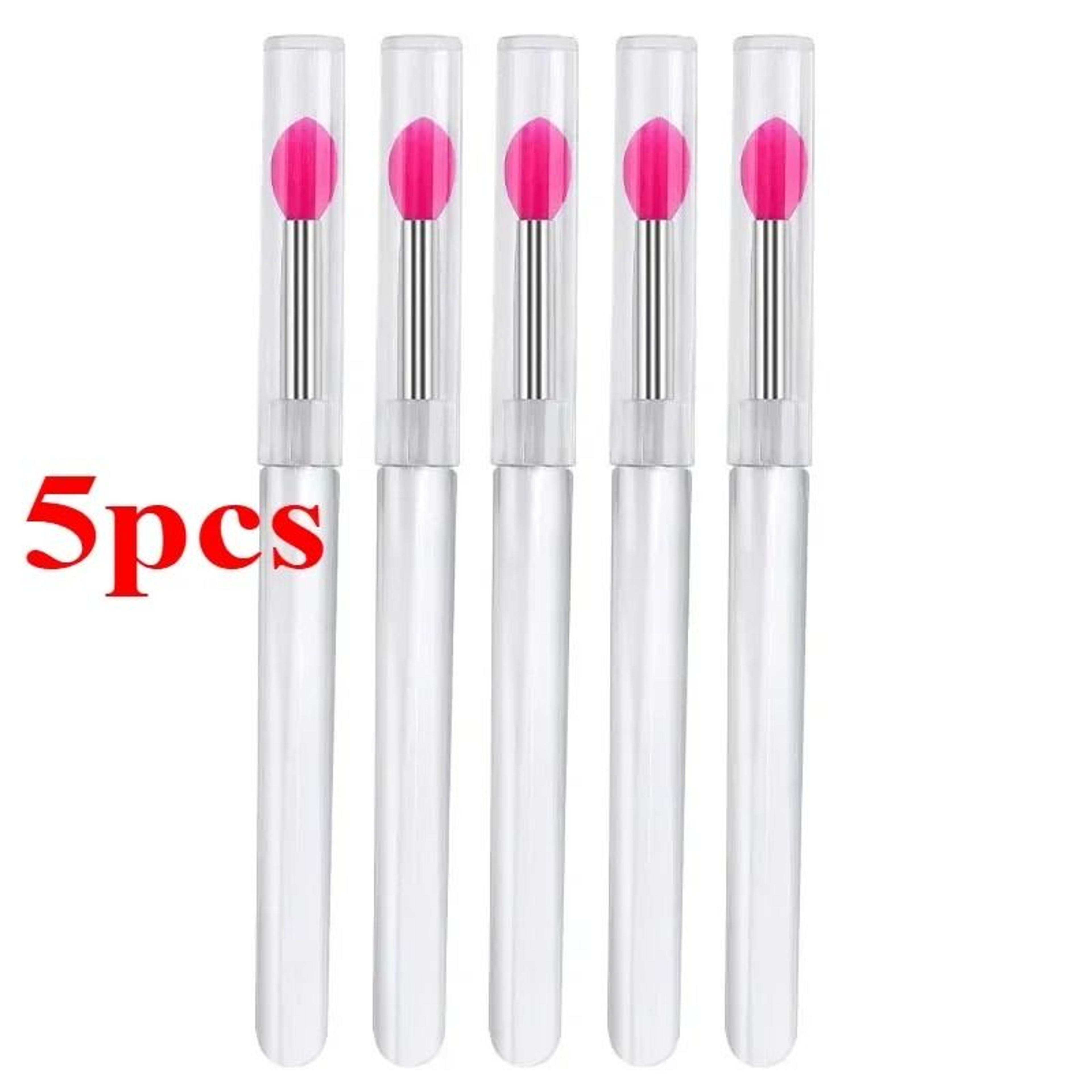 Reusable Soft Silicone Lip Brush Applicator Set With Clear Handles 4