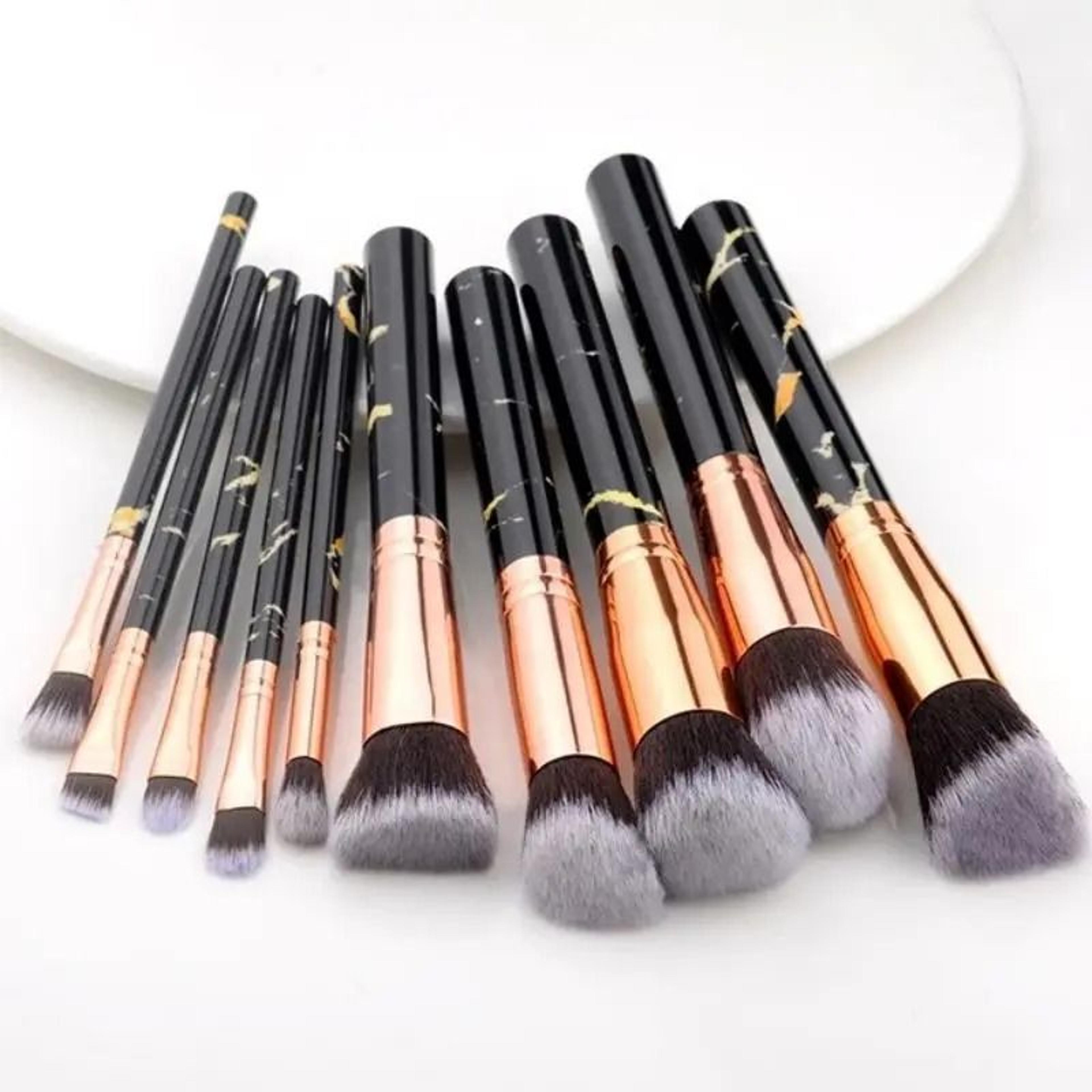 10 piece professional makeup brush tool set for powder, eyeshadow, foundation, and blush blending