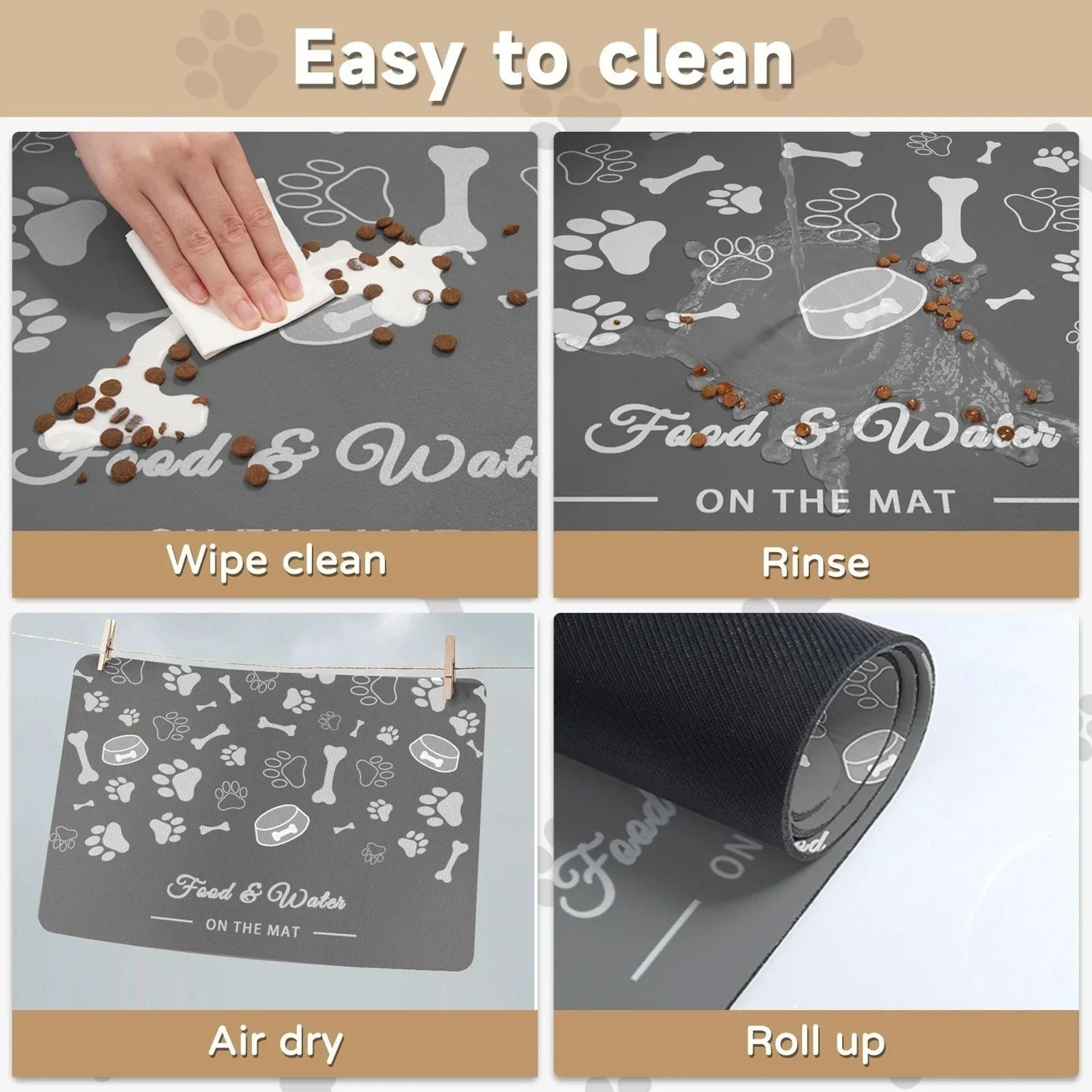 Waterproof Quick Dry Rubber Backed Pet Feeding Mat Placemat For Dog And Cat Food Bowls 4