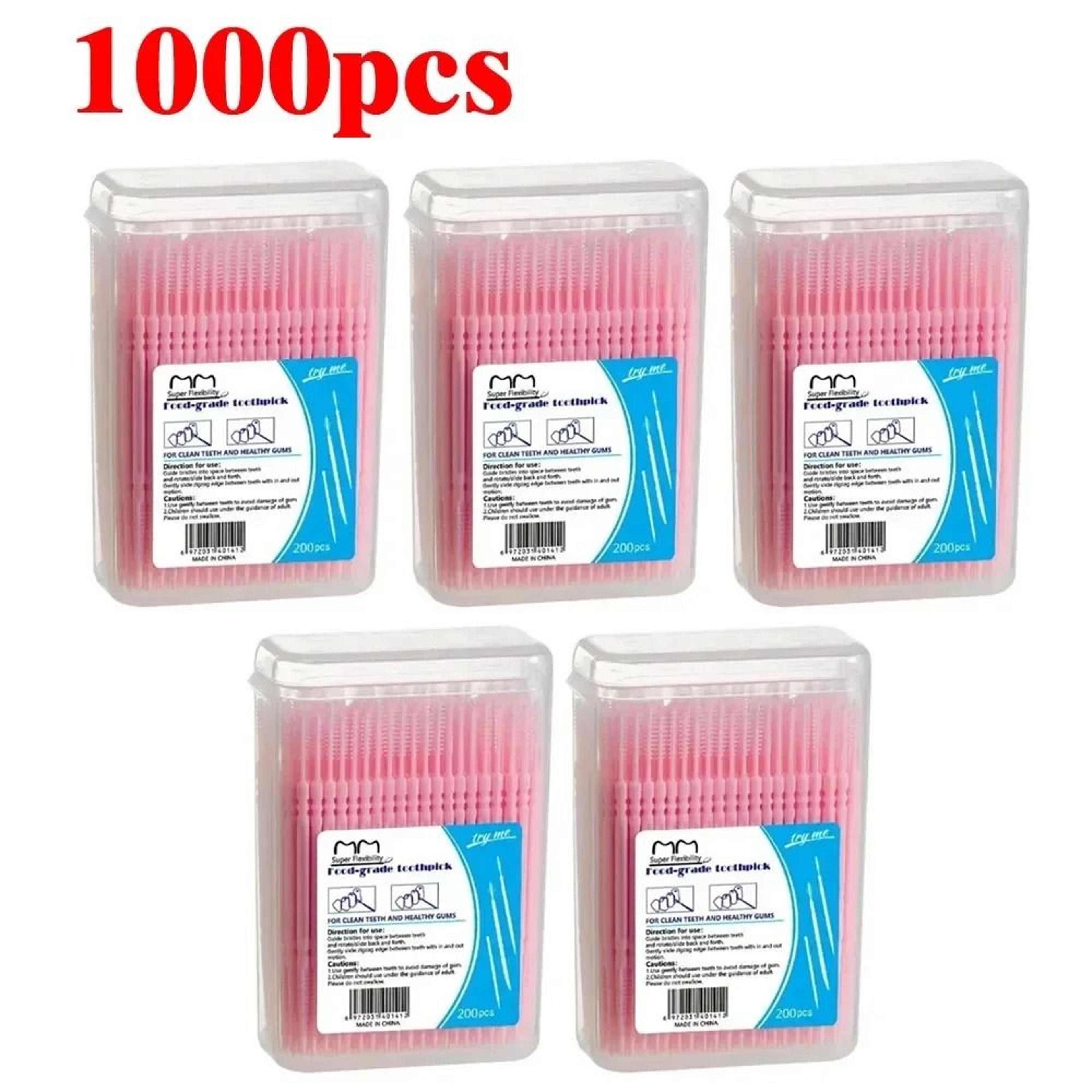 Boxed Disposable Plastic Toothpicks With Interdental Brush Heads For Daily Dental Care 1