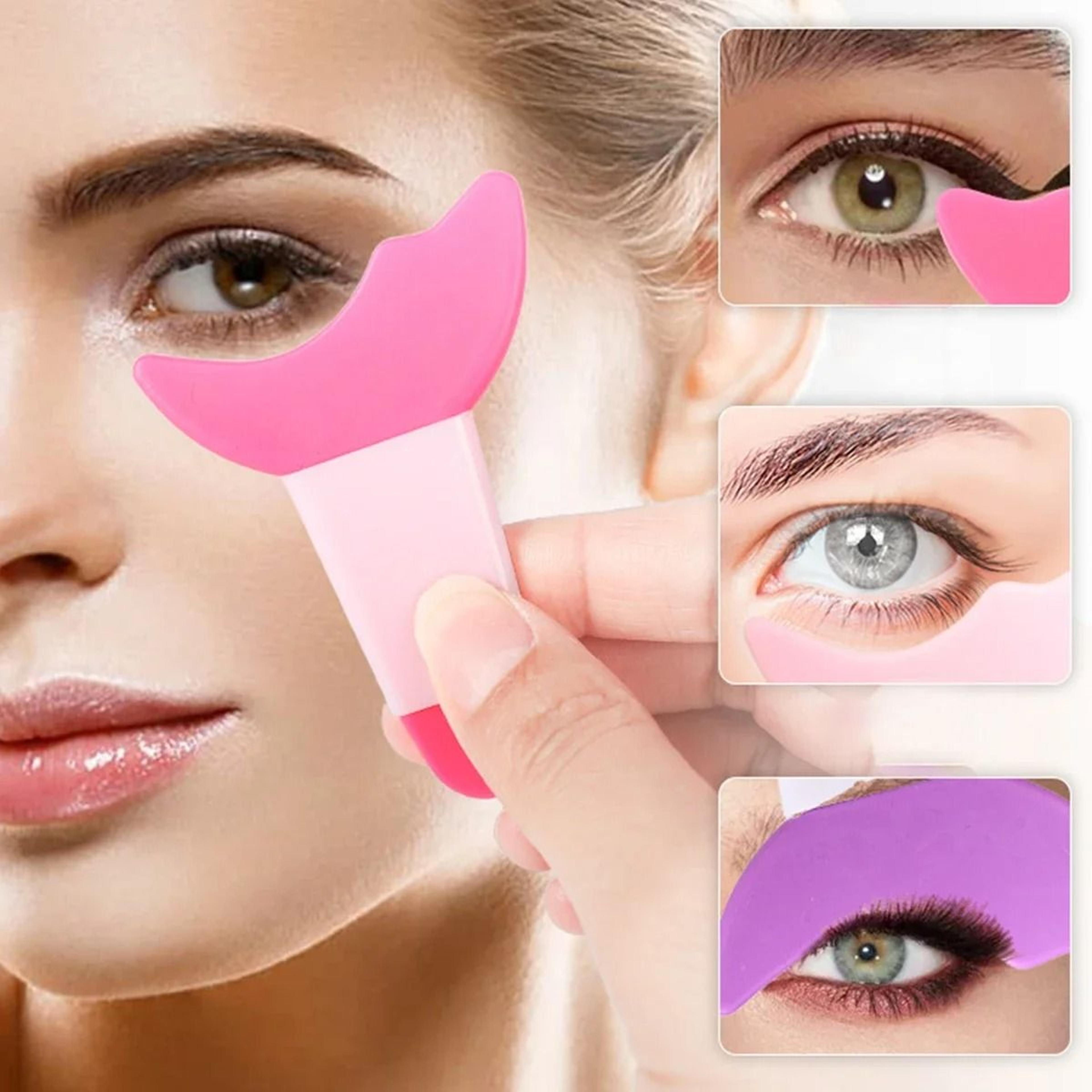 silicone eyelash guard and crescent shaped eye makeup helper tool for mascara and eyeliner application