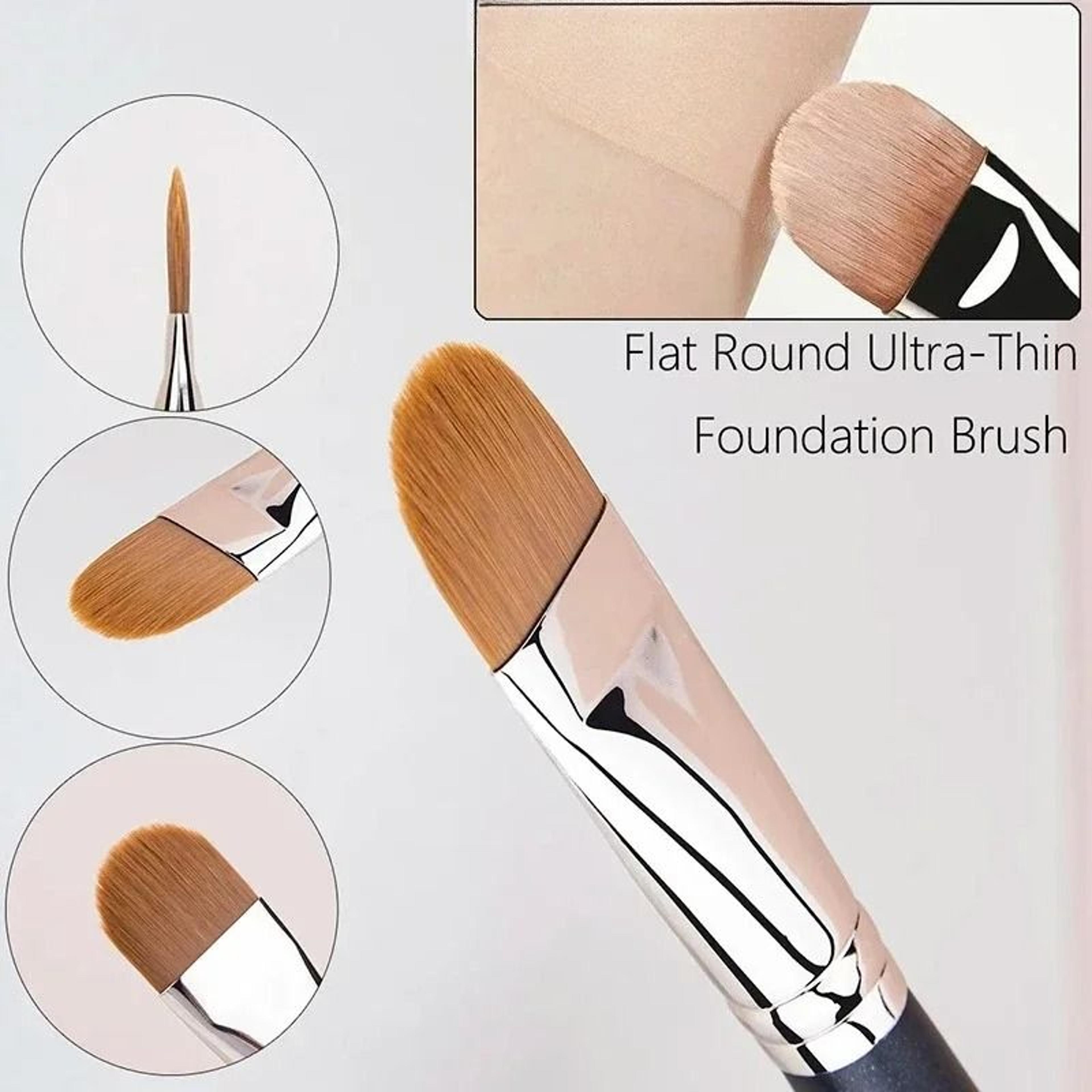 Flat Round UltraThin Foundation And Concealer Makeup Brush Tool For Beginner Practice 0