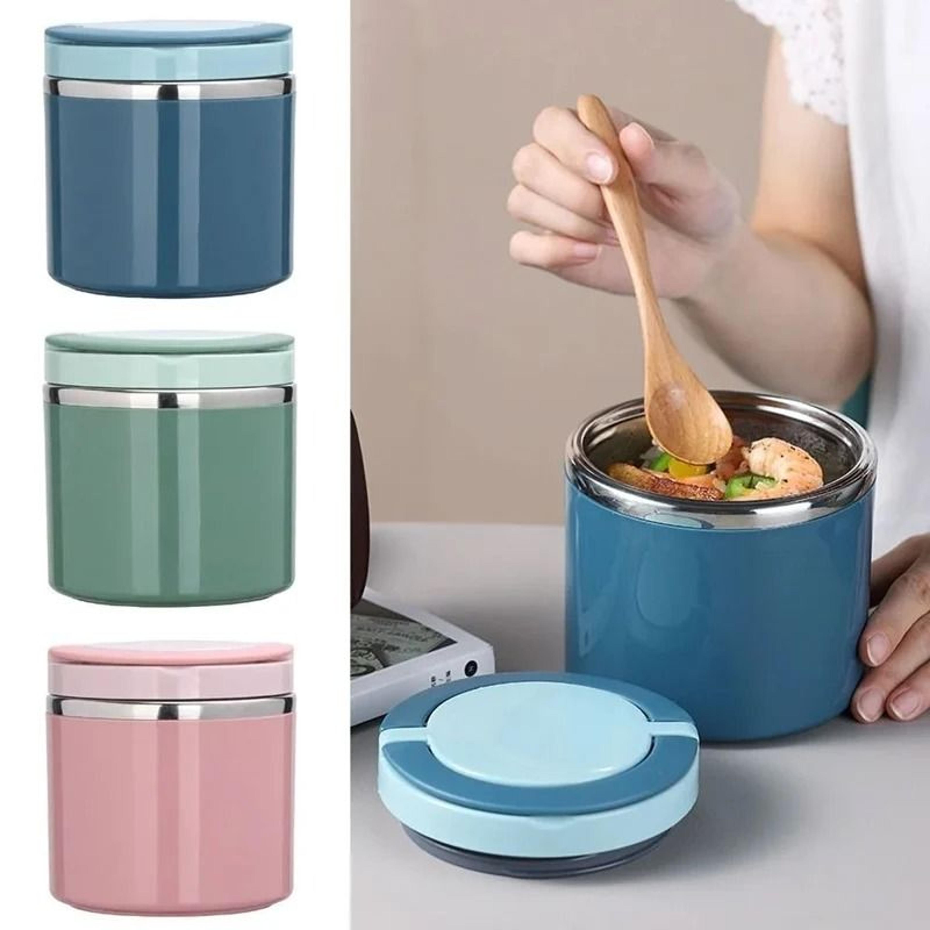 vacuum insulated stainless steel food thermos jar – portable bento lunch box and hot food flask with handle