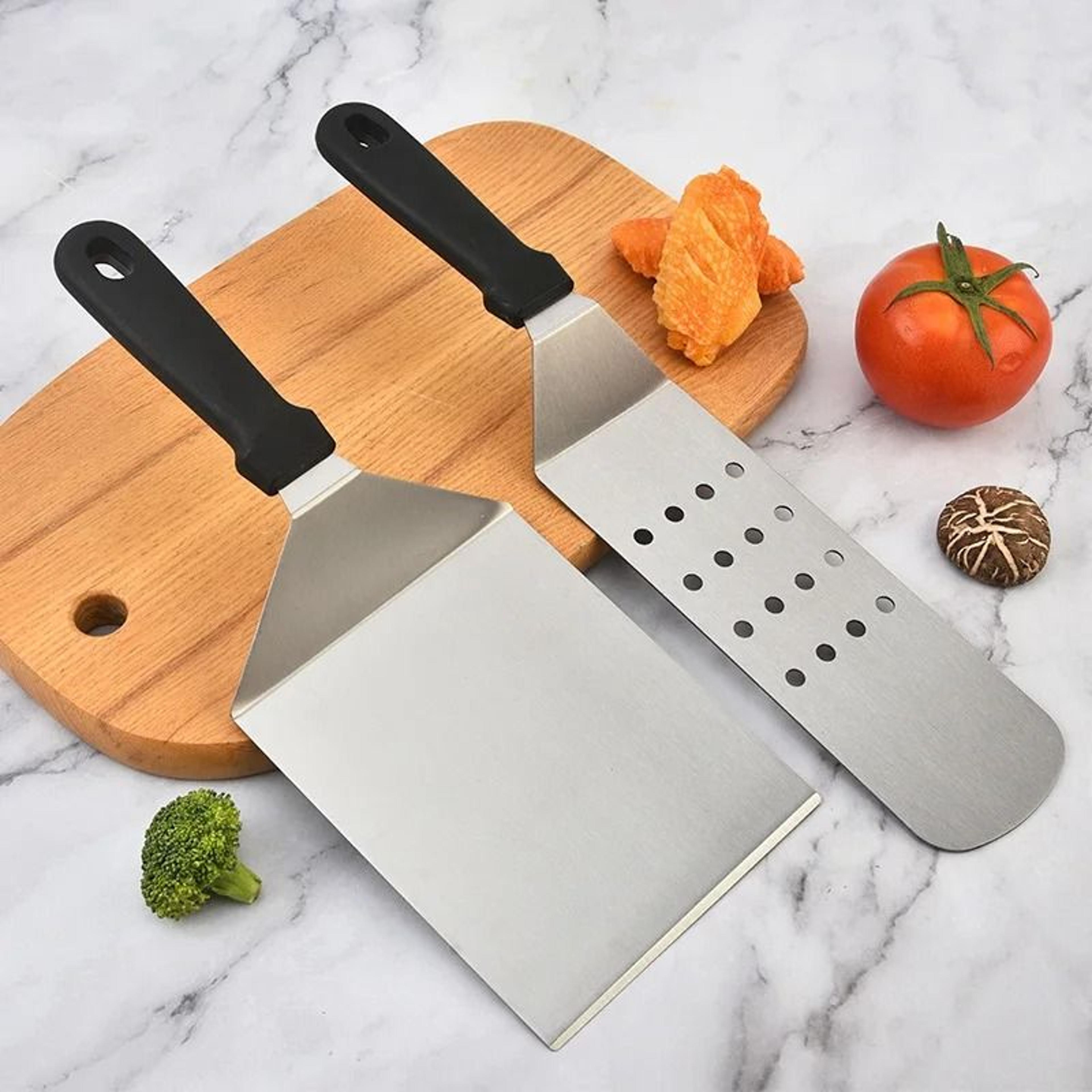 stainless steel kitchen scraper and cooking spatula for barbecue griddle and hamburger flipping