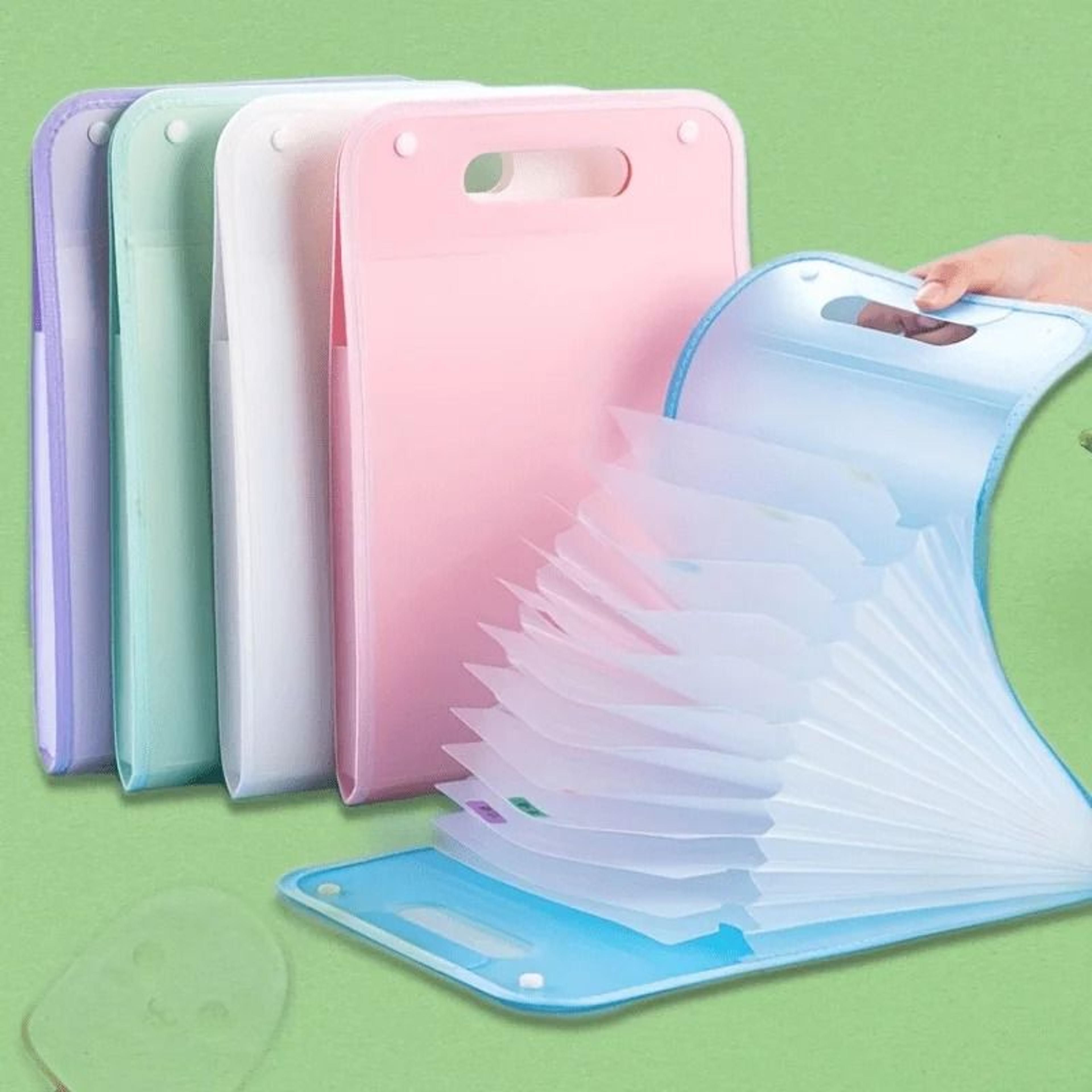 a4 macaron 13 pocket vertical expanding file folder and portable test paper organ organizer