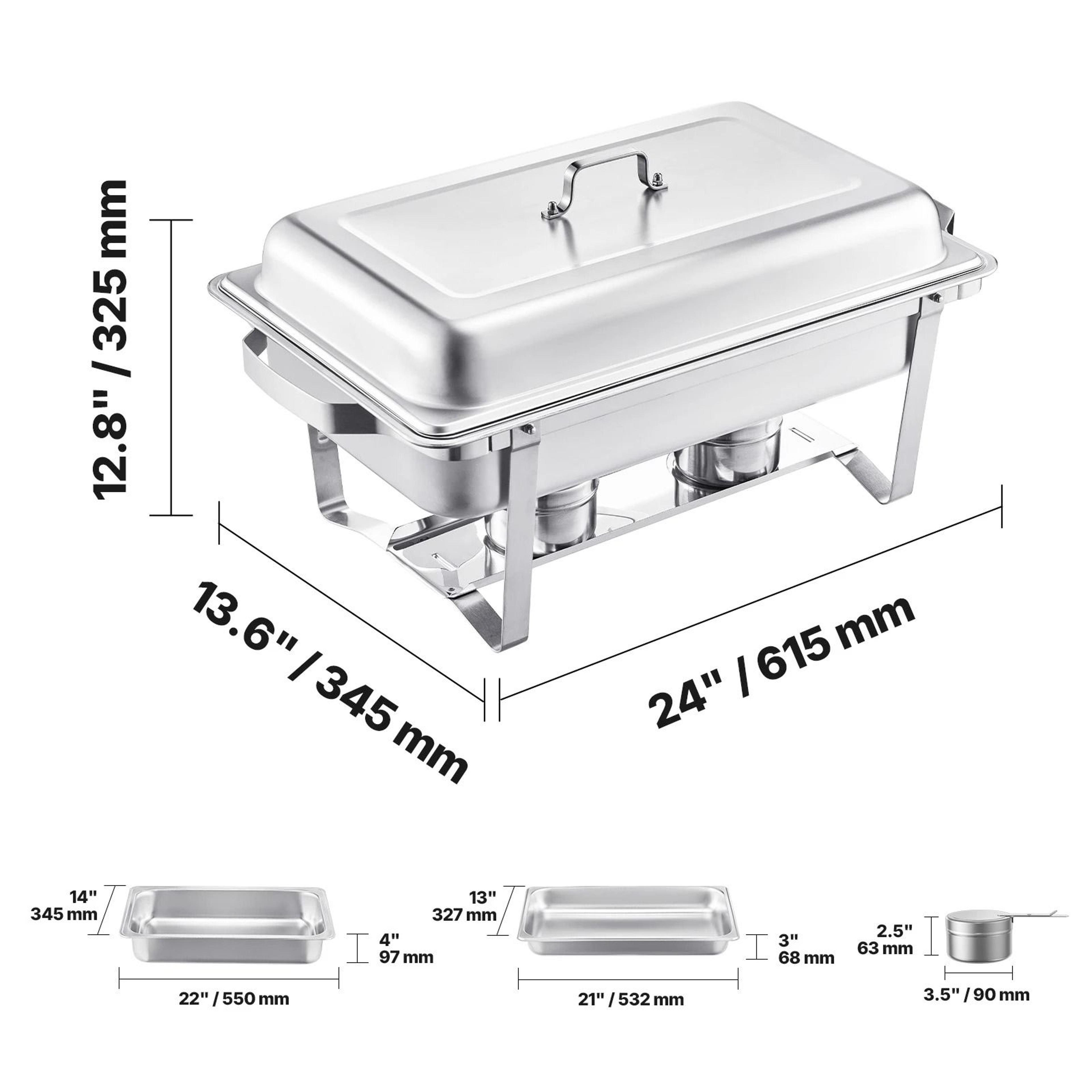 8 Qt 4 Pack Stainless Steel Chafing Dish Buffet Set With Full And Half Size Food Pans 6