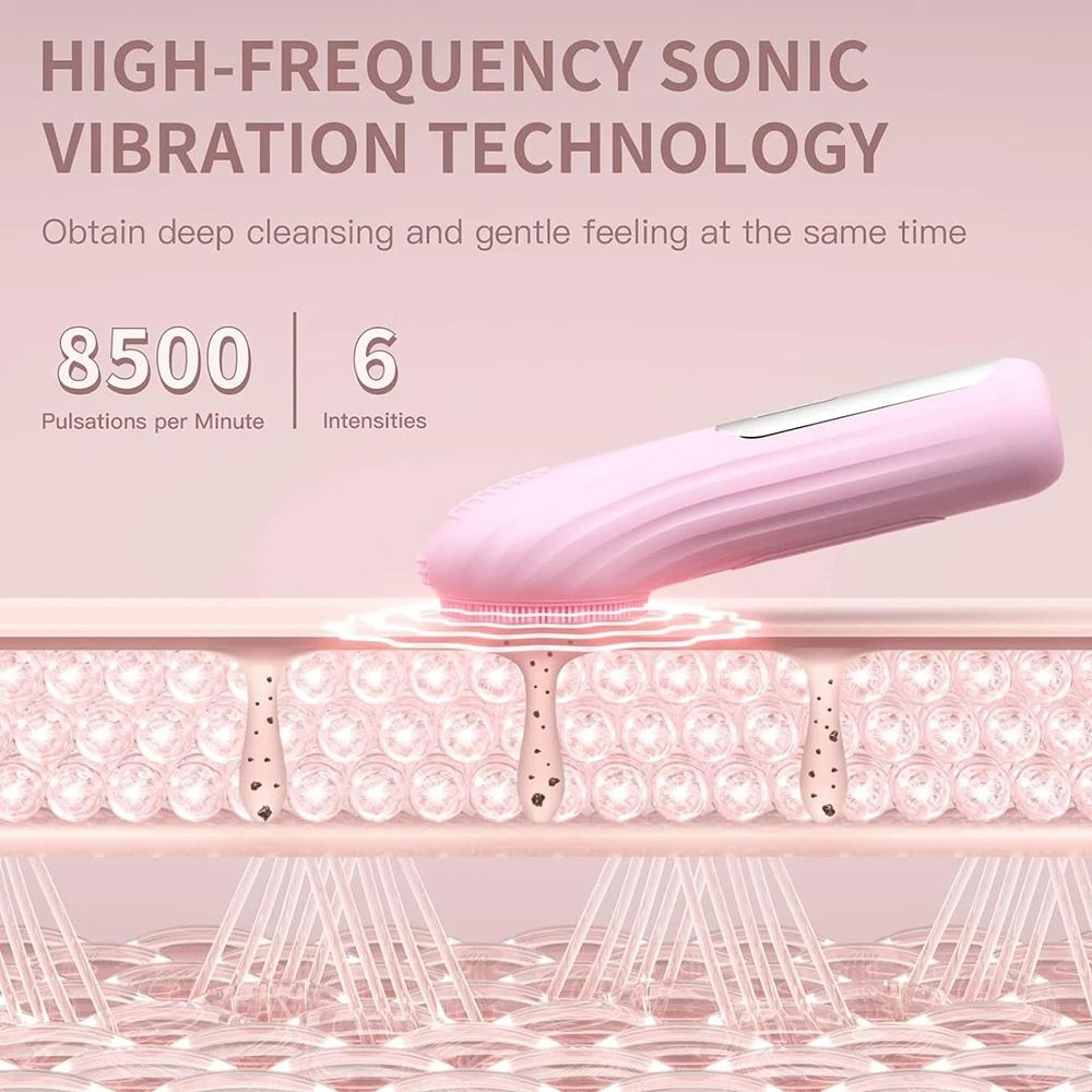 Sonic Waterproof Rechargeable Facial Cleansing Brush And Deep Pore Exfoliator 4