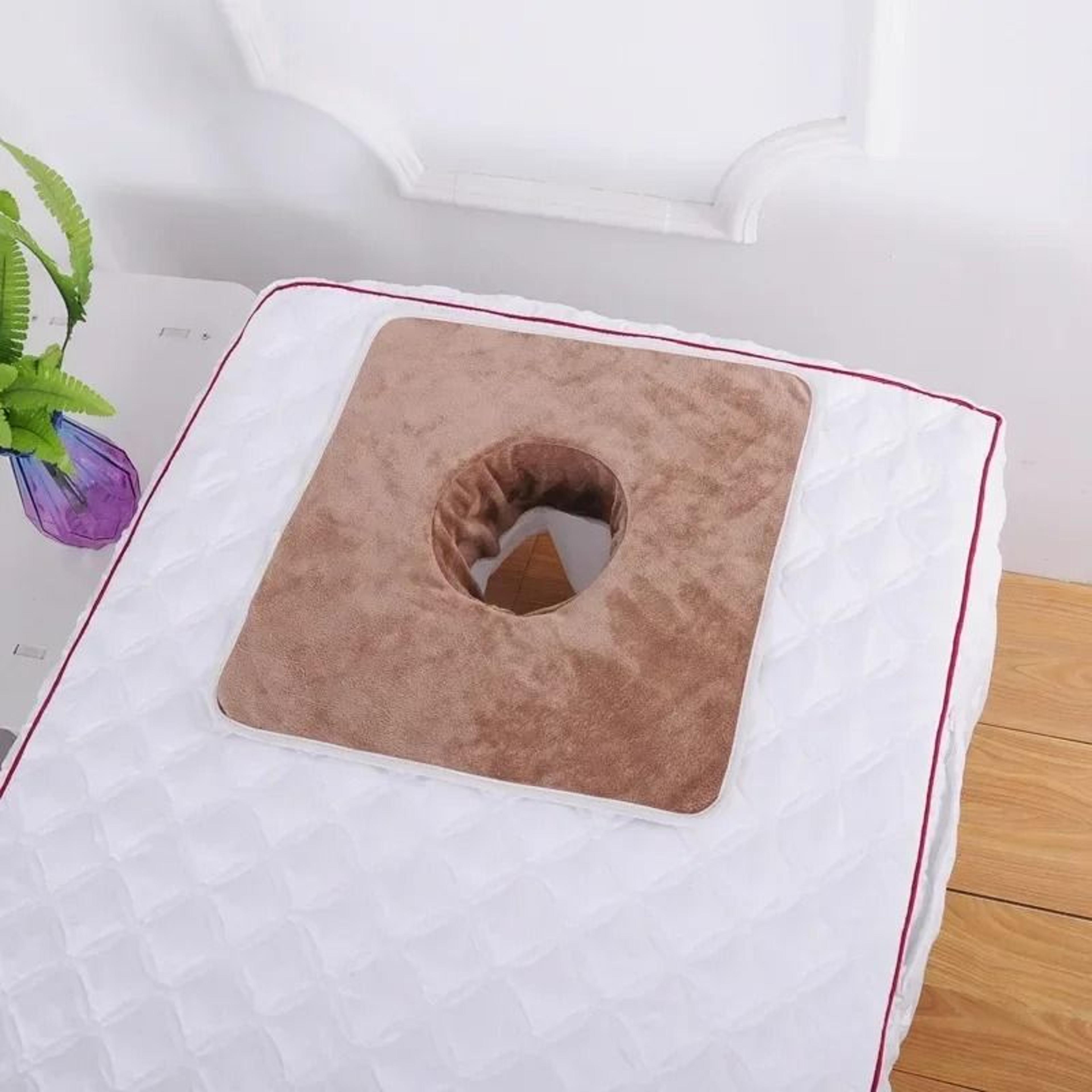Square Thickened Velvet SPA Massage Table Face Towel With Breath Hole 8