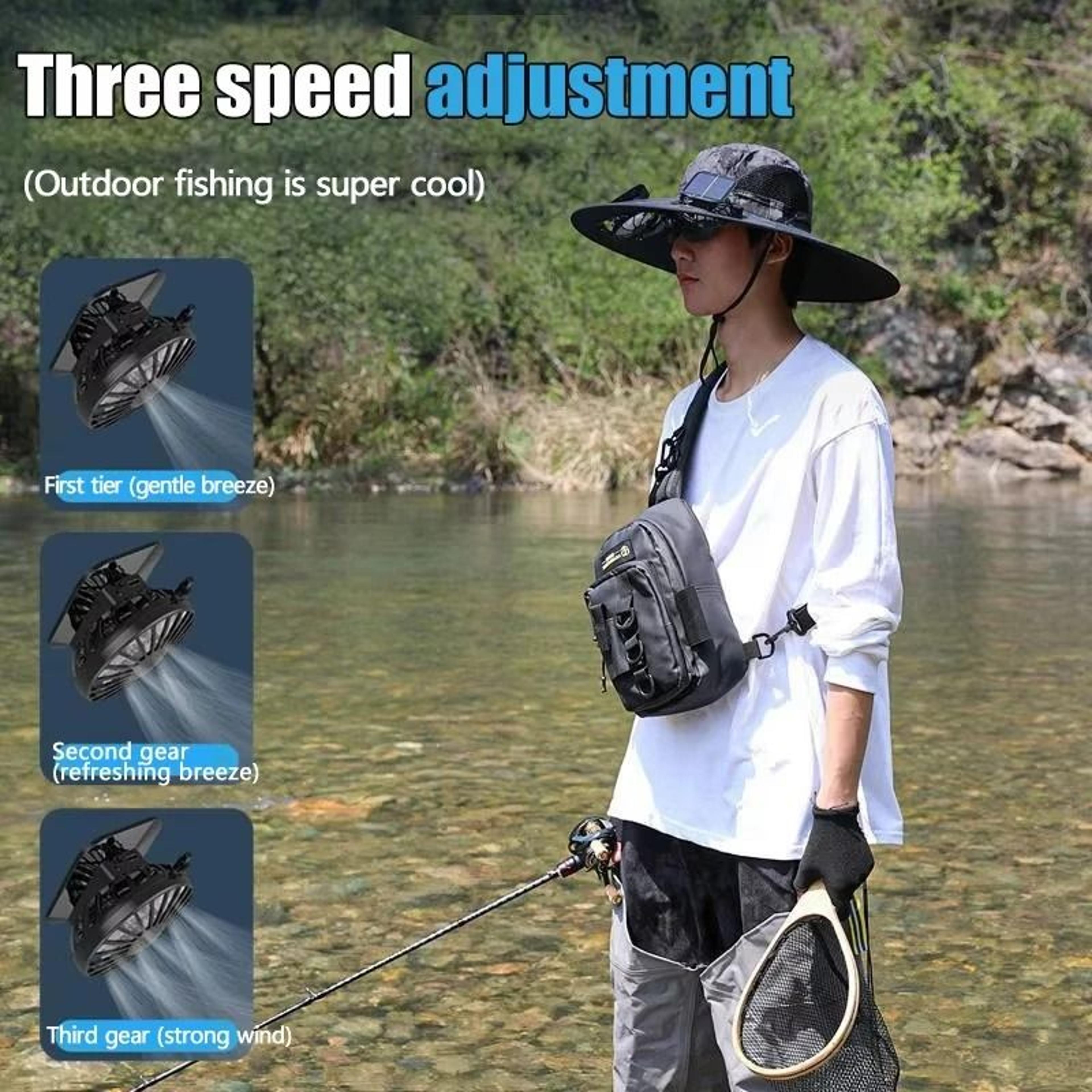 Solar Fan Outdoor Fisherman Hat For Camping Fishing Hiking With Portable Solar Charging 3
