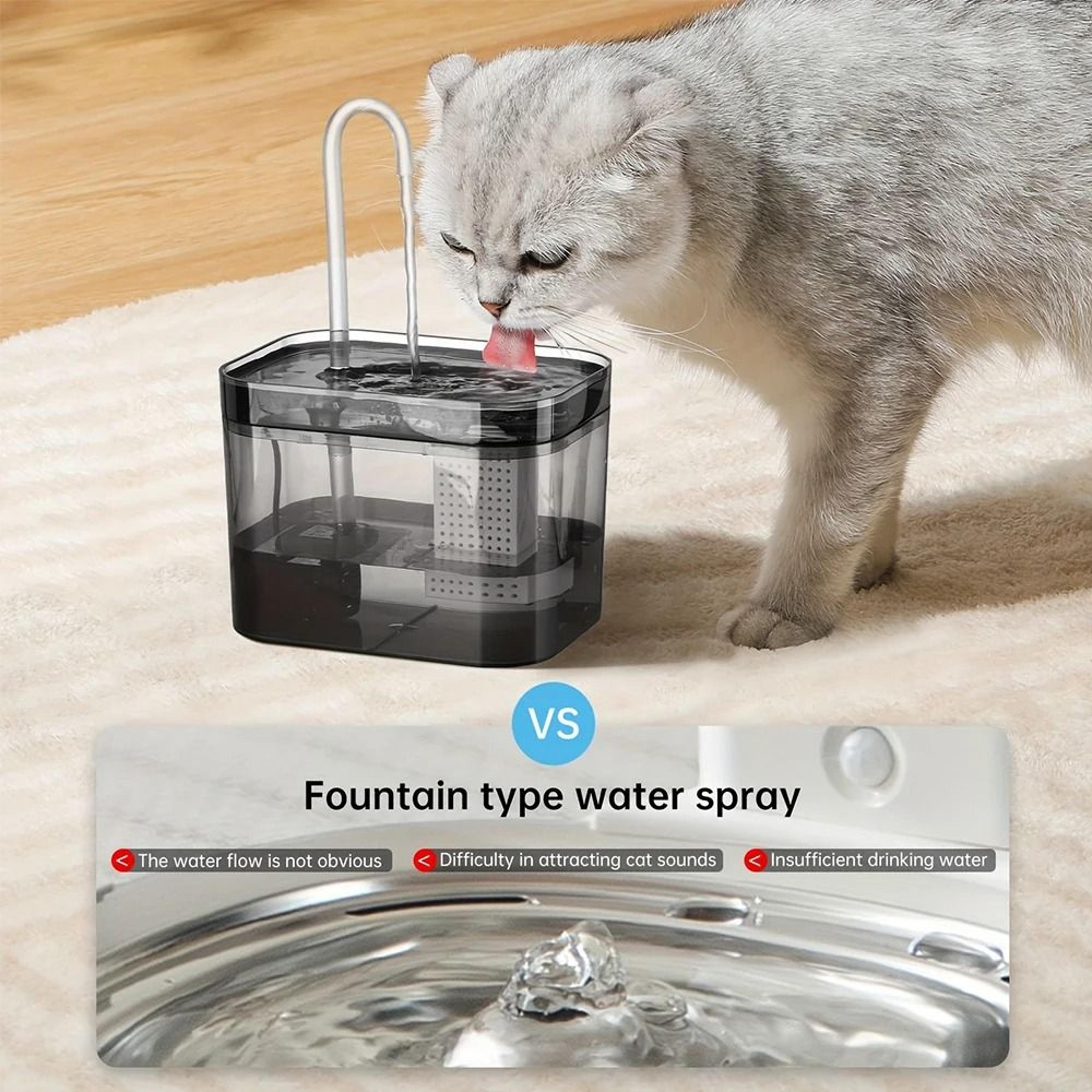 50.7 fl. oz. ultra-quiet automatic cat water fountain with recirculating filter system