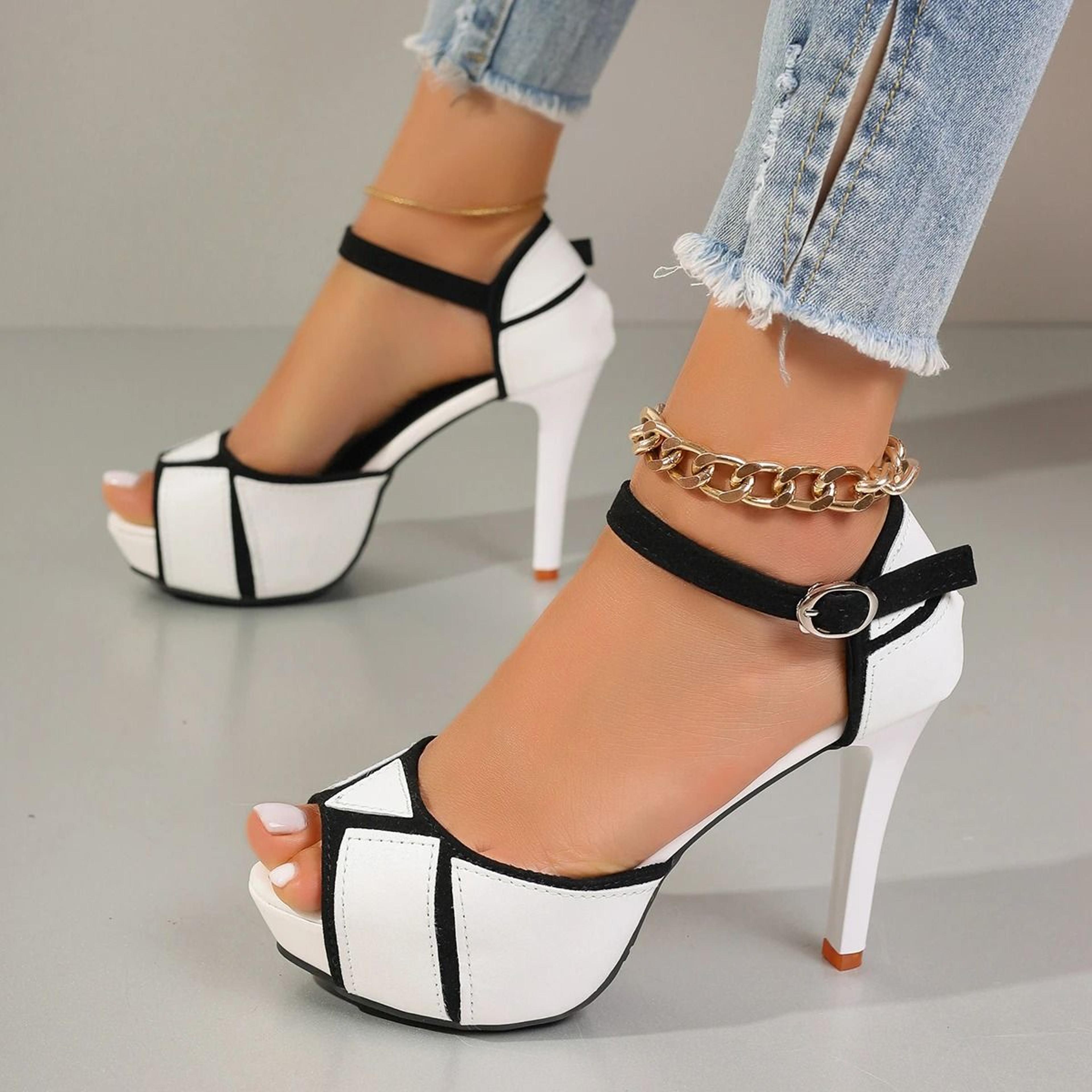 Colorblock Peep Toe Platform High Heel Pumps Summer Fish Mouth Dress Shoes 0