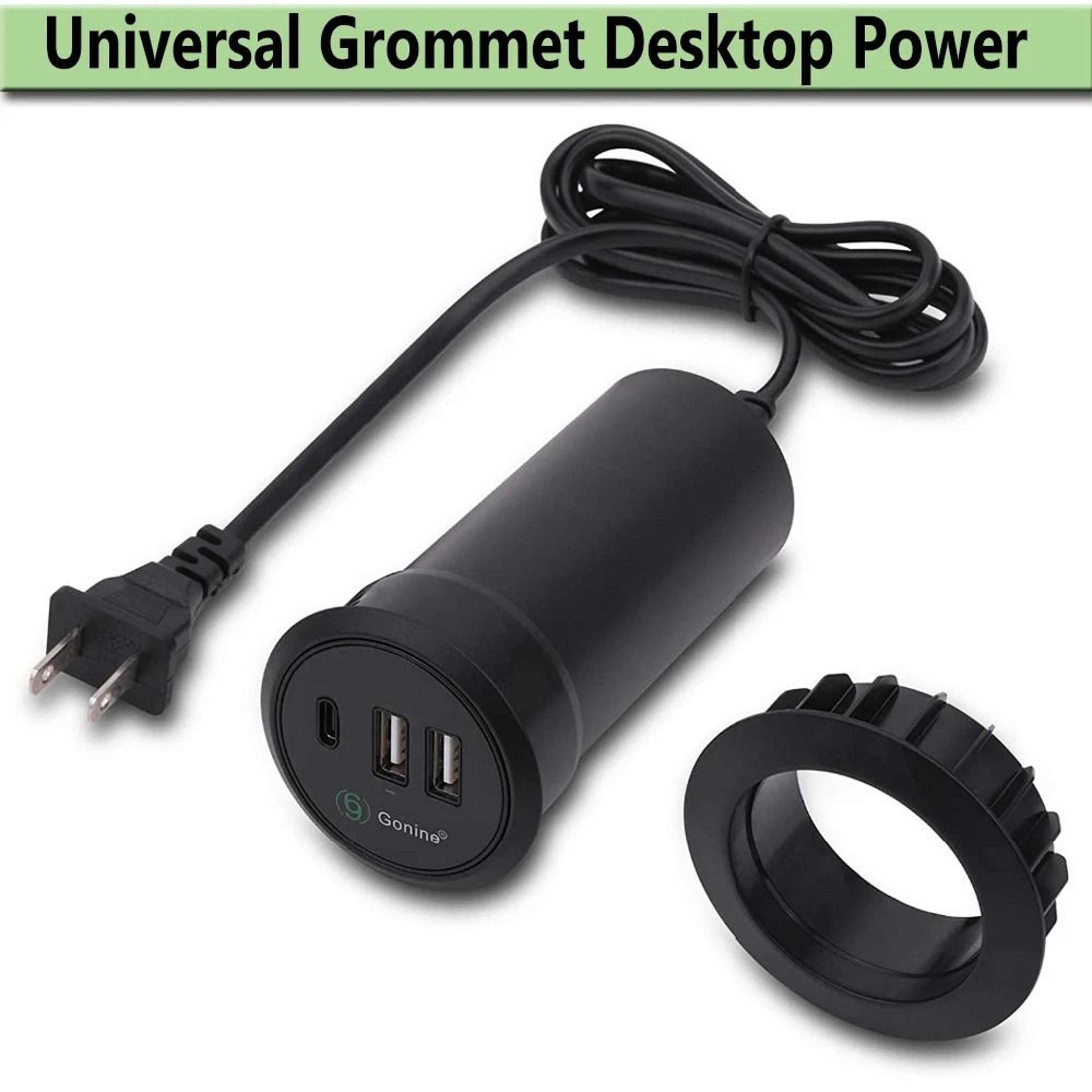 universal usb-c desktop power grommet 2 inch hidden recessed desk hole charging station 30w max