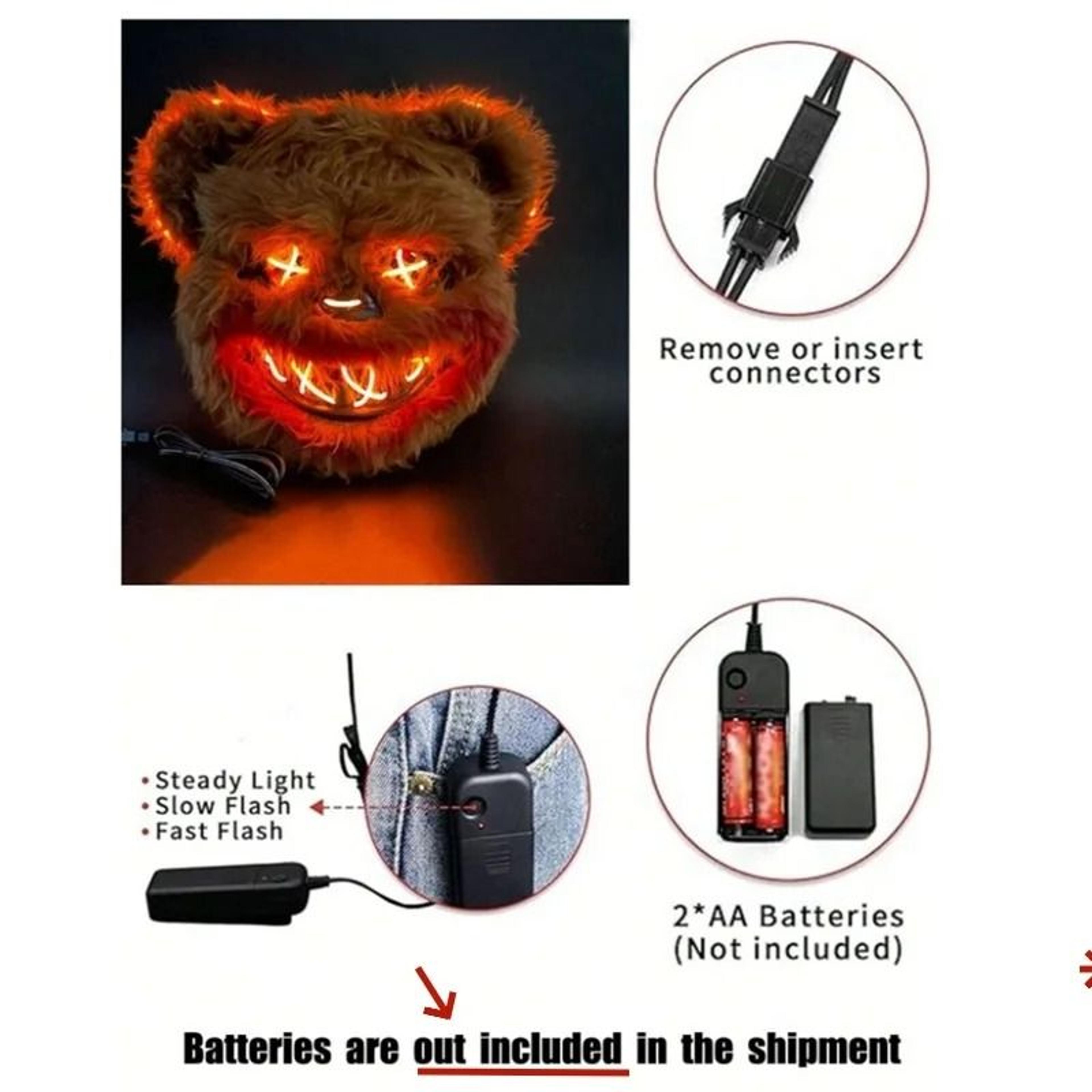 Horror Bloody Rabbit And Bear LED Glowing Halloween Cosplay Mask 5