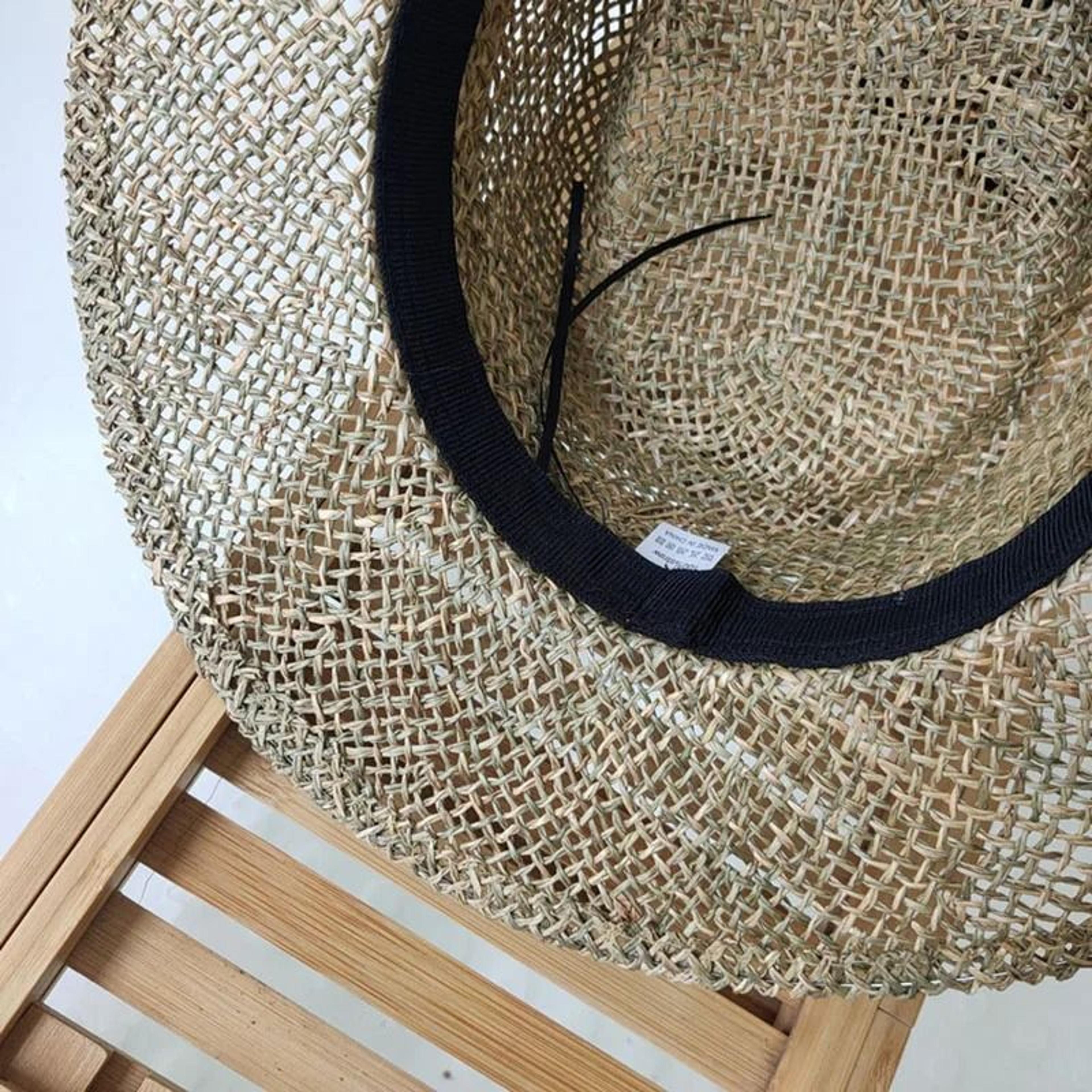 Handmade Woven Straw Beach Hat Flat Top Panama Sun Protection Visor 3