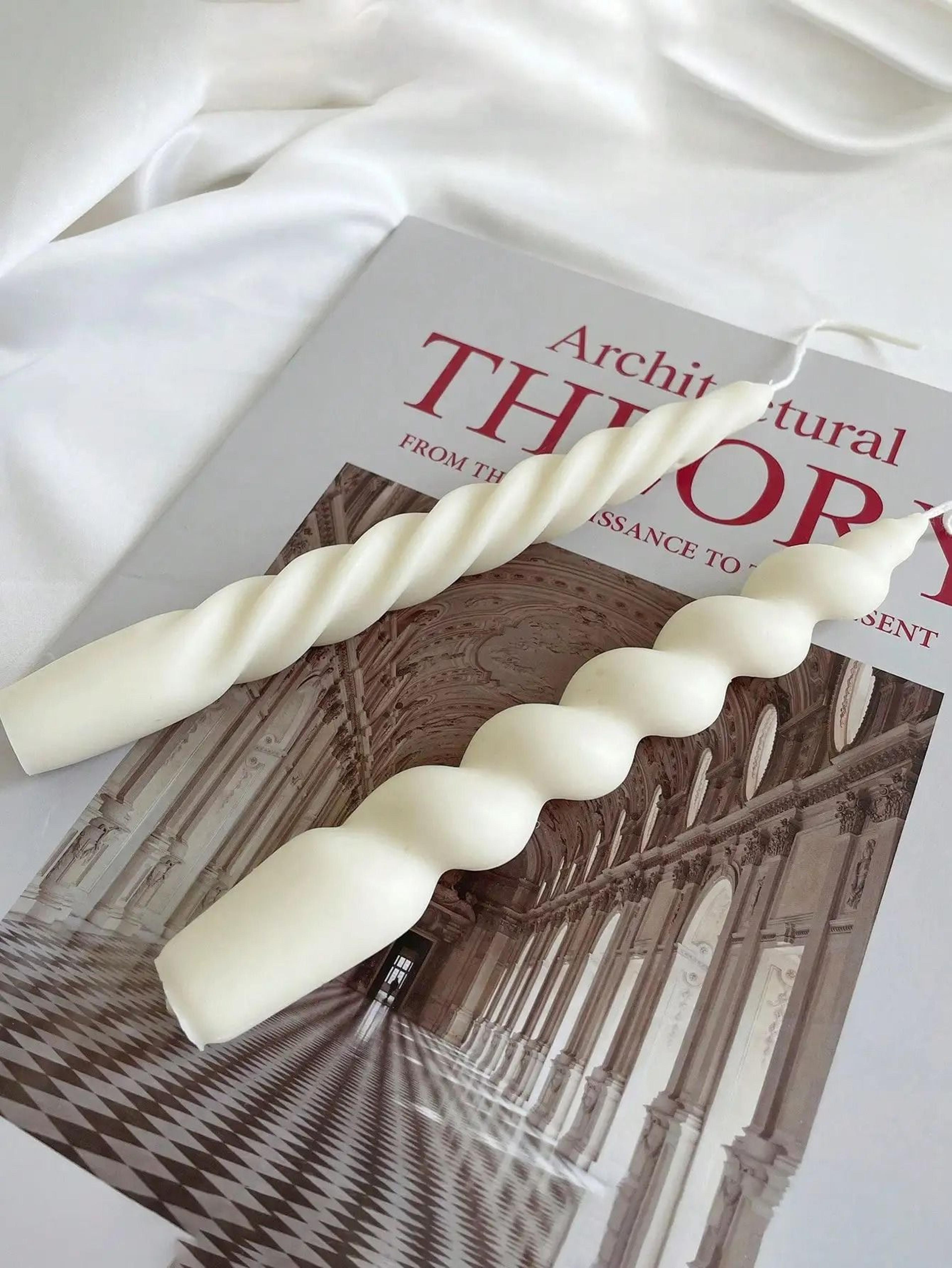 twisted swirl taper candles unscented pastel soy wax decorative set