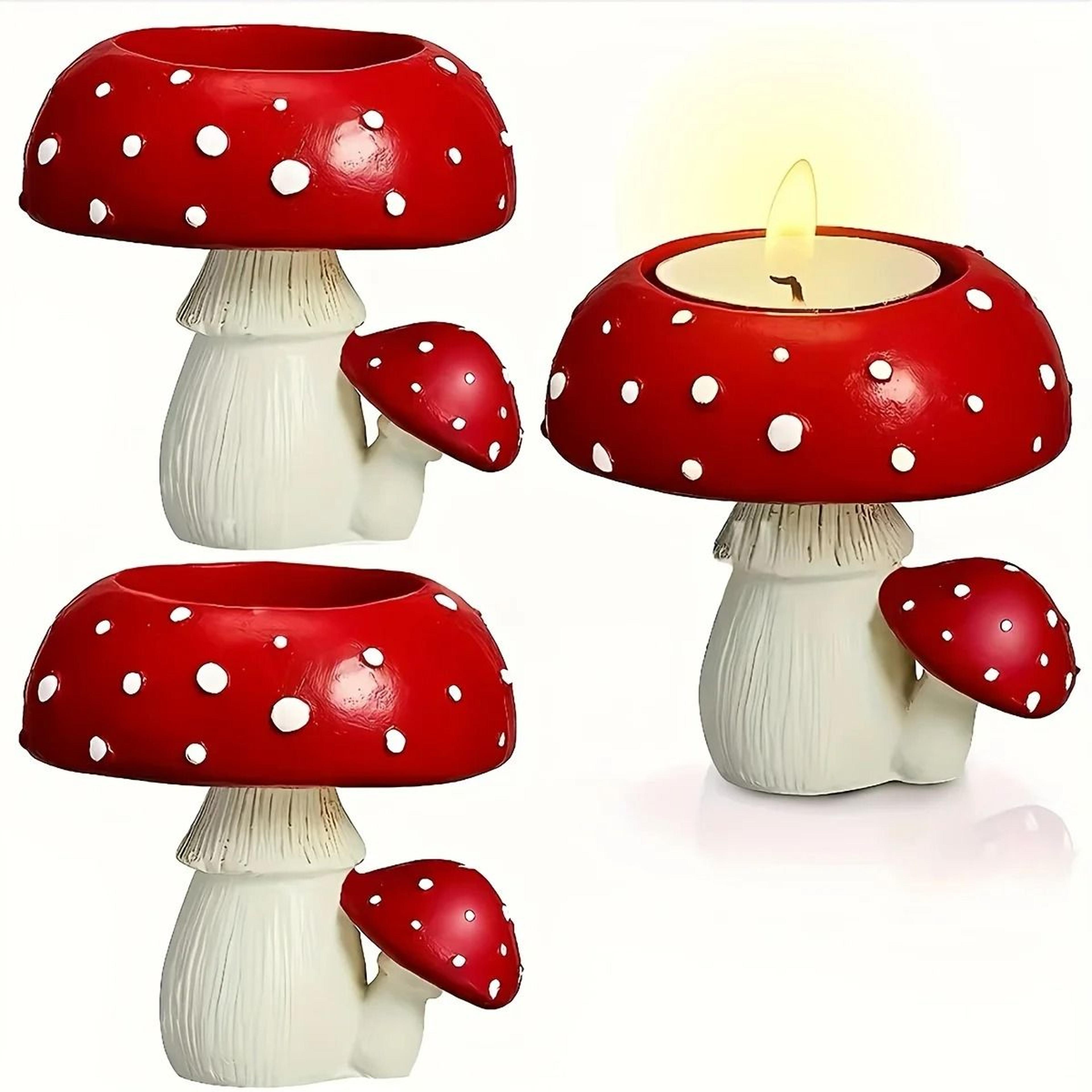 Simulation Small Mushroom Candle Holder Tea Light Craft Home Ornament 3