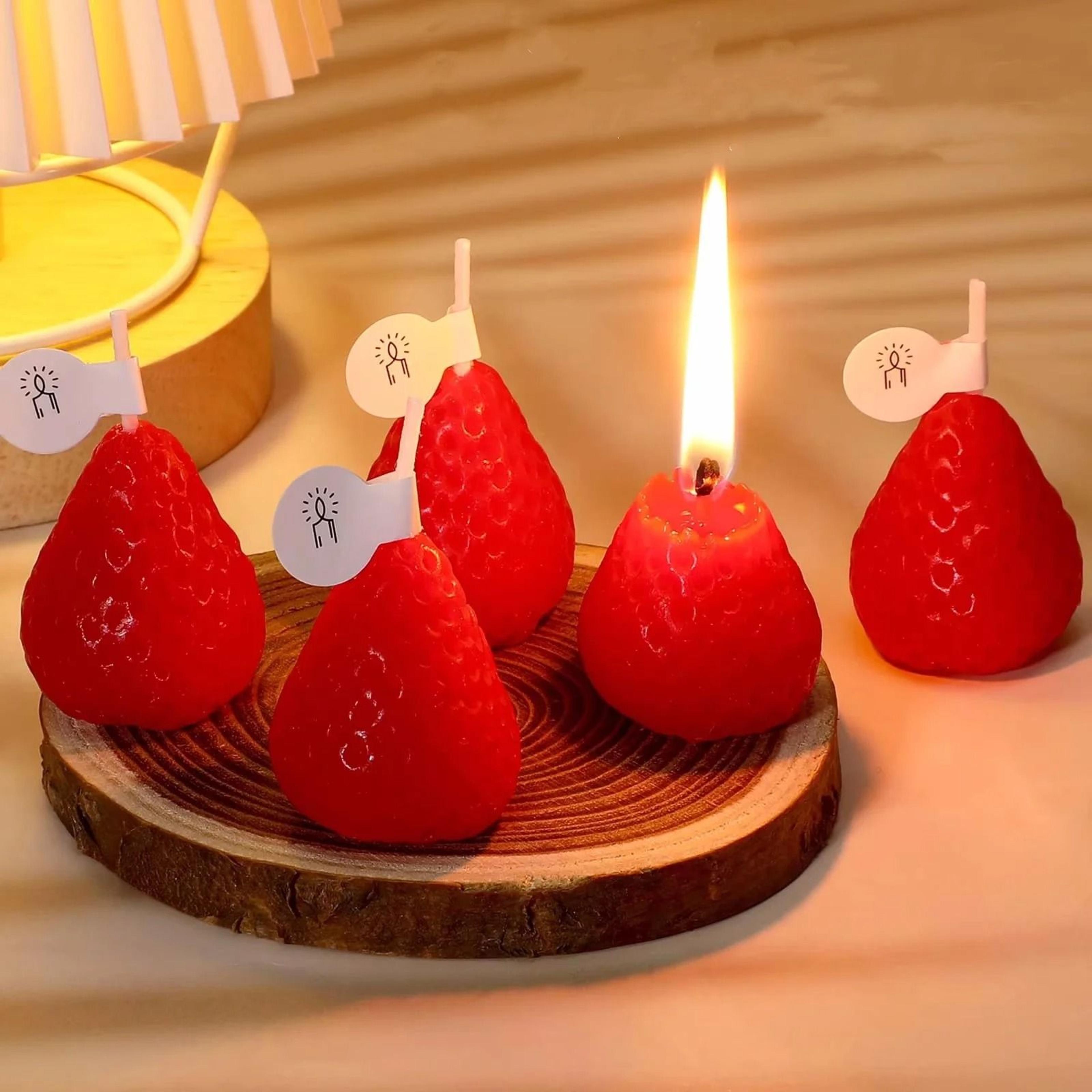 strawberry shaped scented candles fruit aroma soy wax set