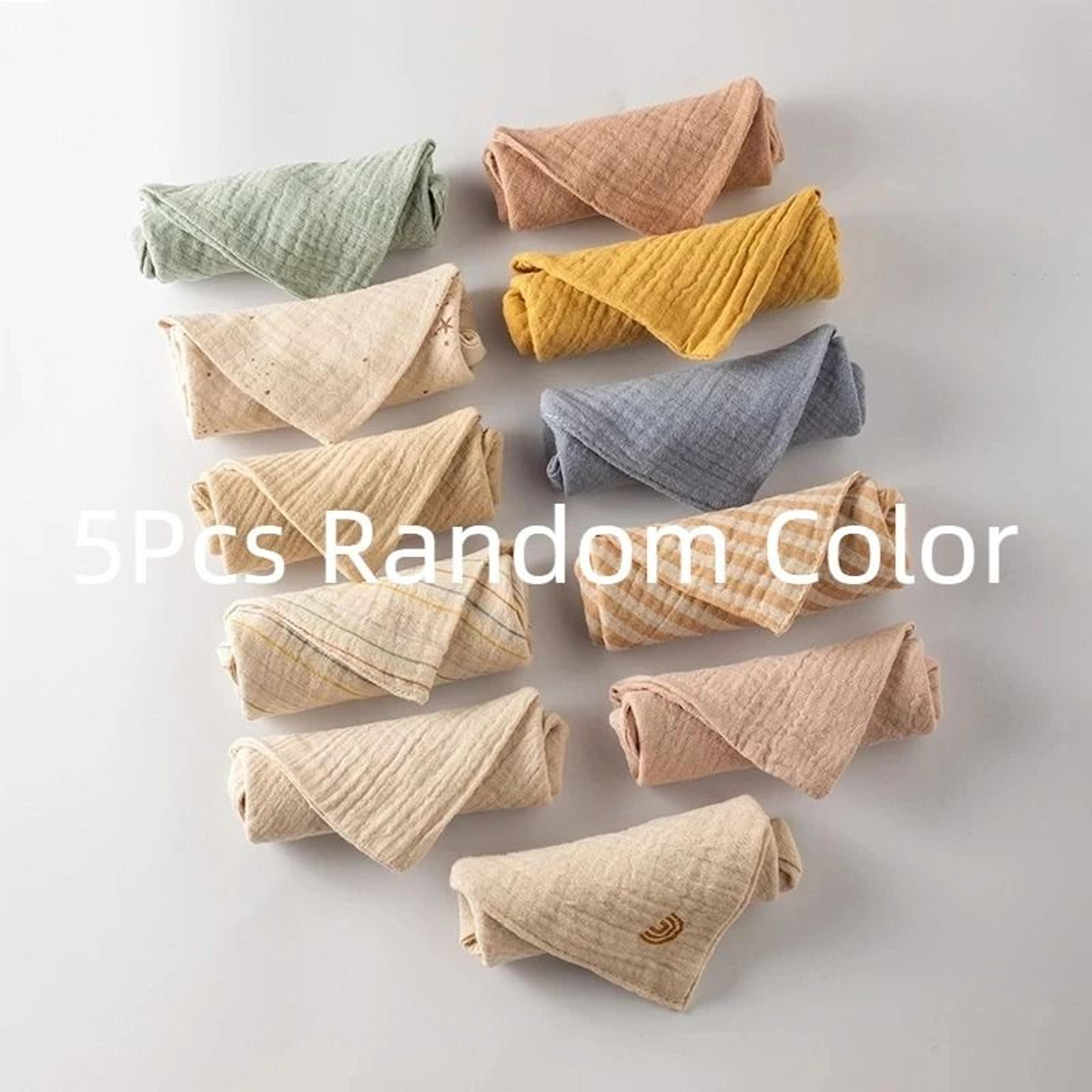 5Piece Muslin Cotton Baby Washcloths Soft Newborn Face And Bath Towels 6