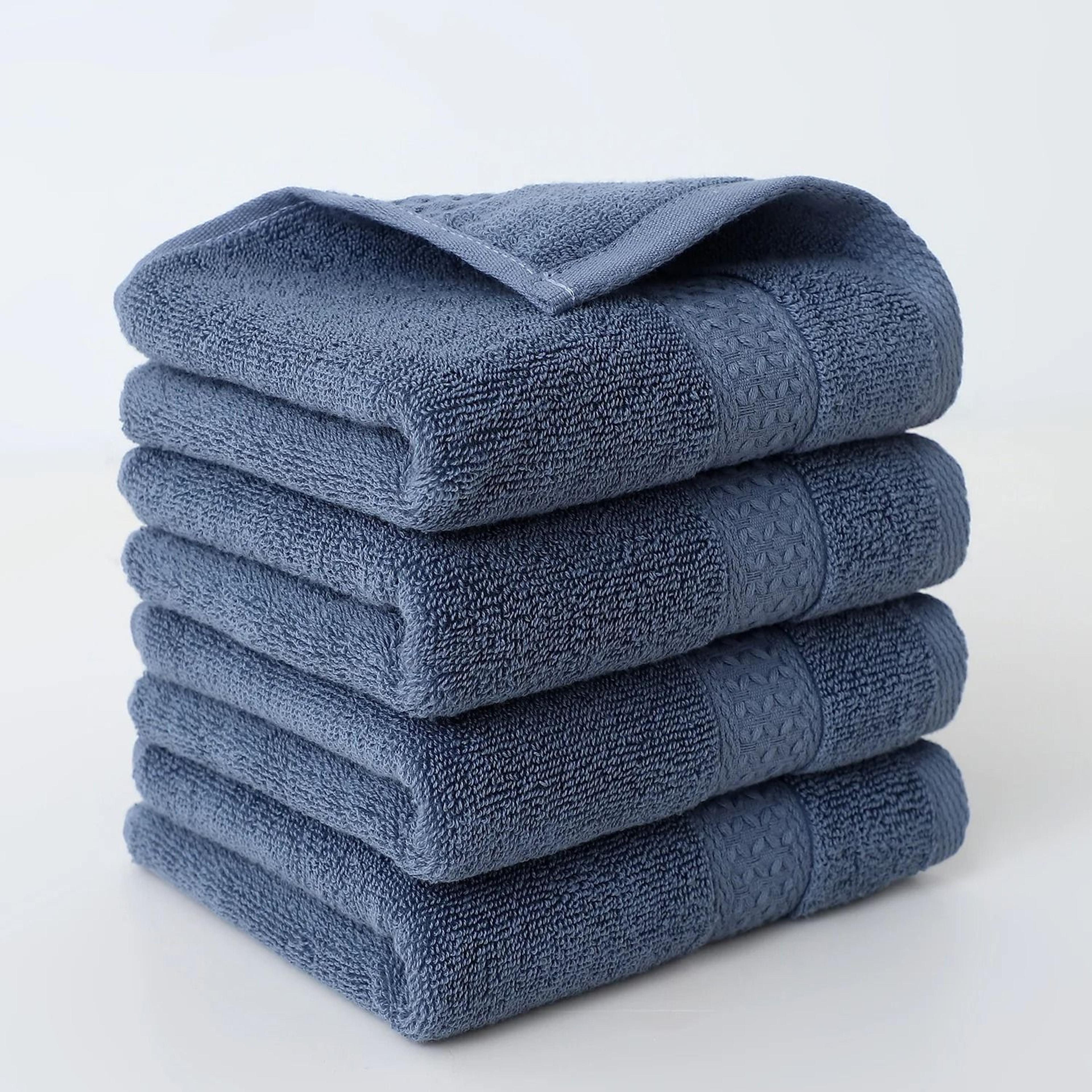 4Pack Plain Cotton Square Face Towels Soft Absorbent Washcloth Set 9