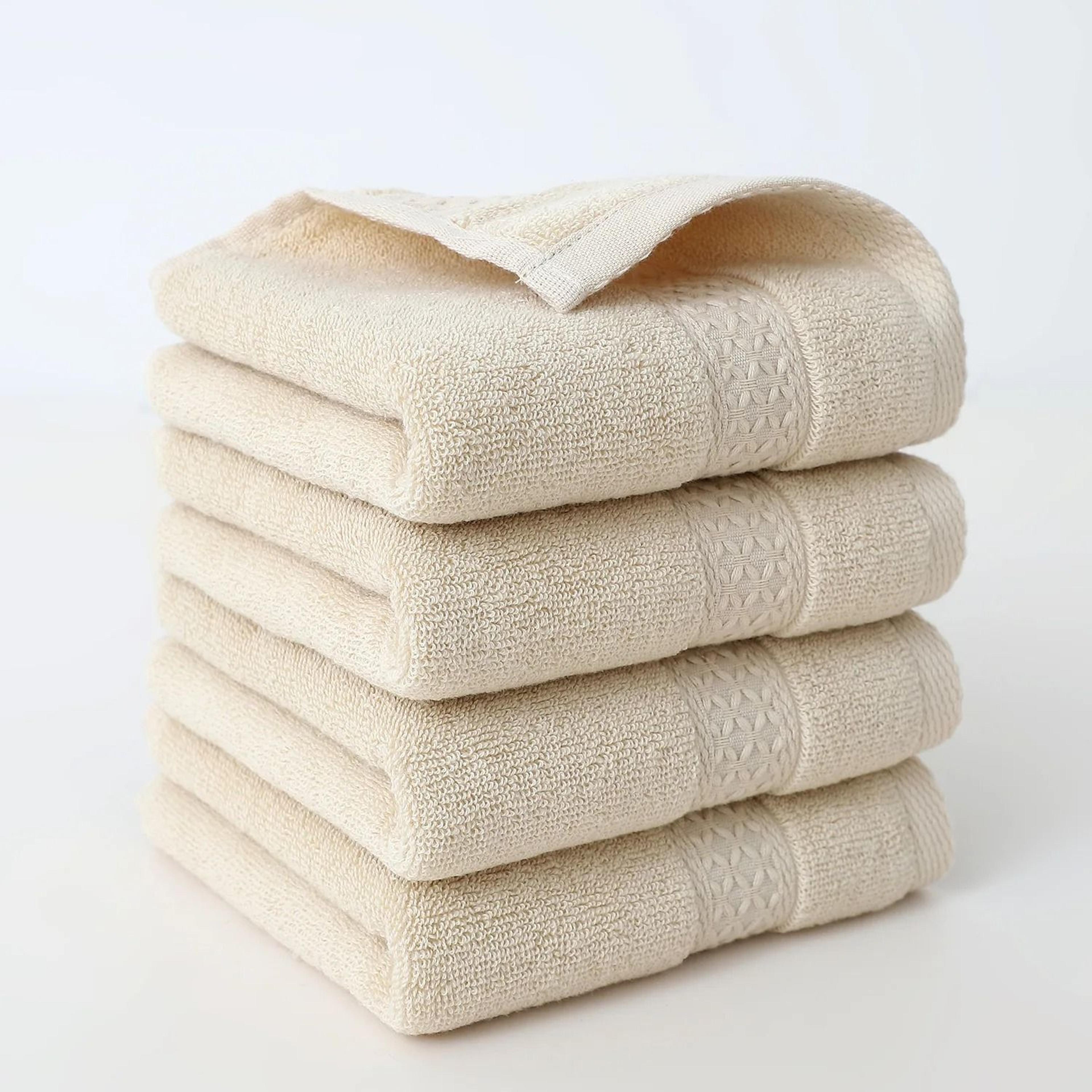 4Pack Plain Cotton Square Face Towels Soft Absorbent Washcloth Set 12
