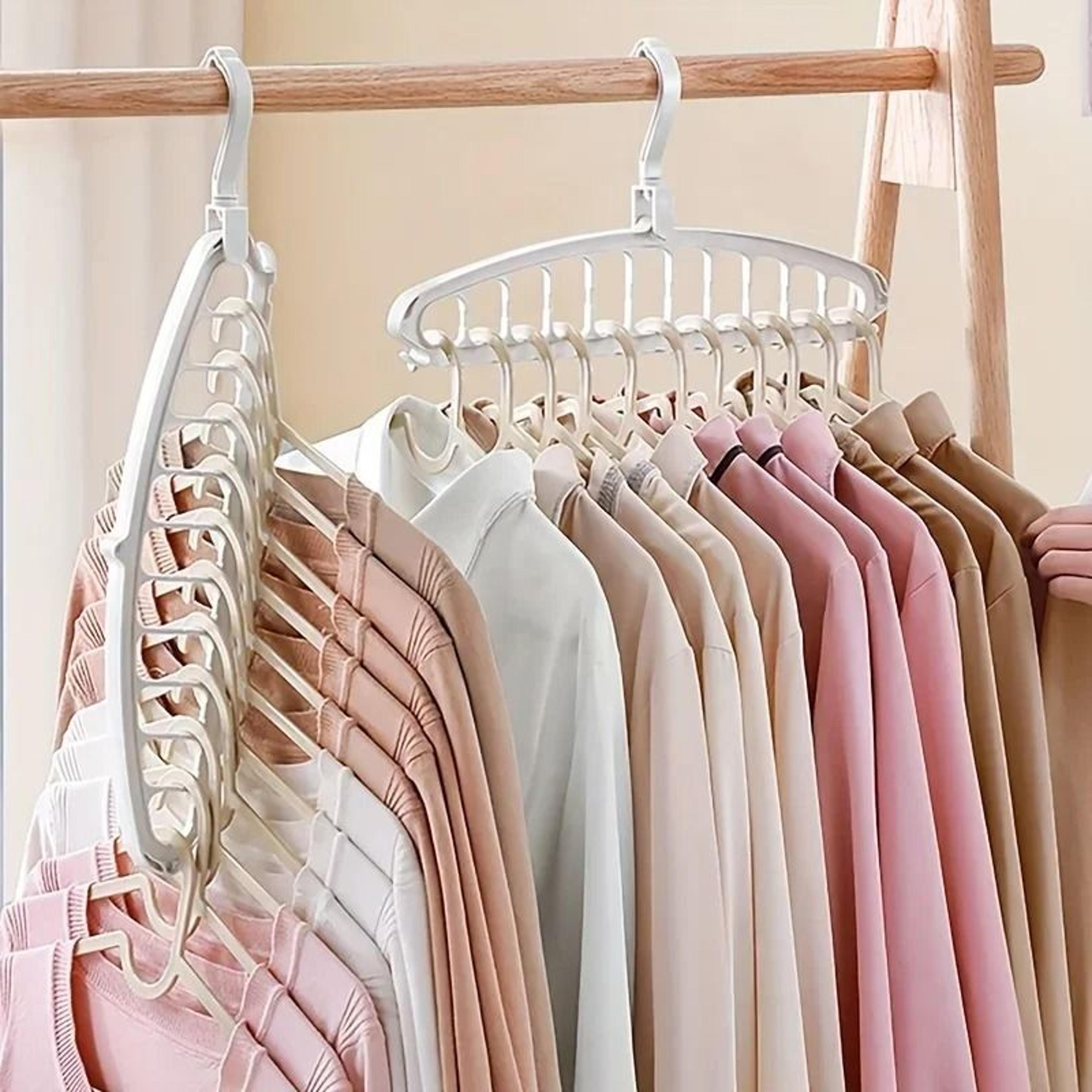 Folding Multi Hole Space Saving Clothes Hanger Non Slip Wardrobe Organizer 4